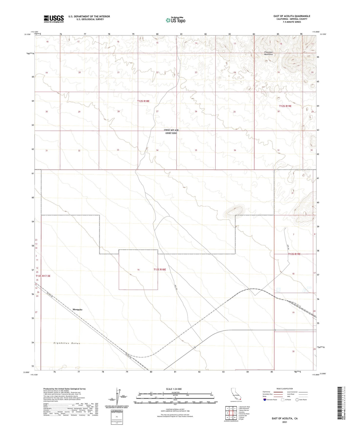 East of Acolita California US Topo Map Image
