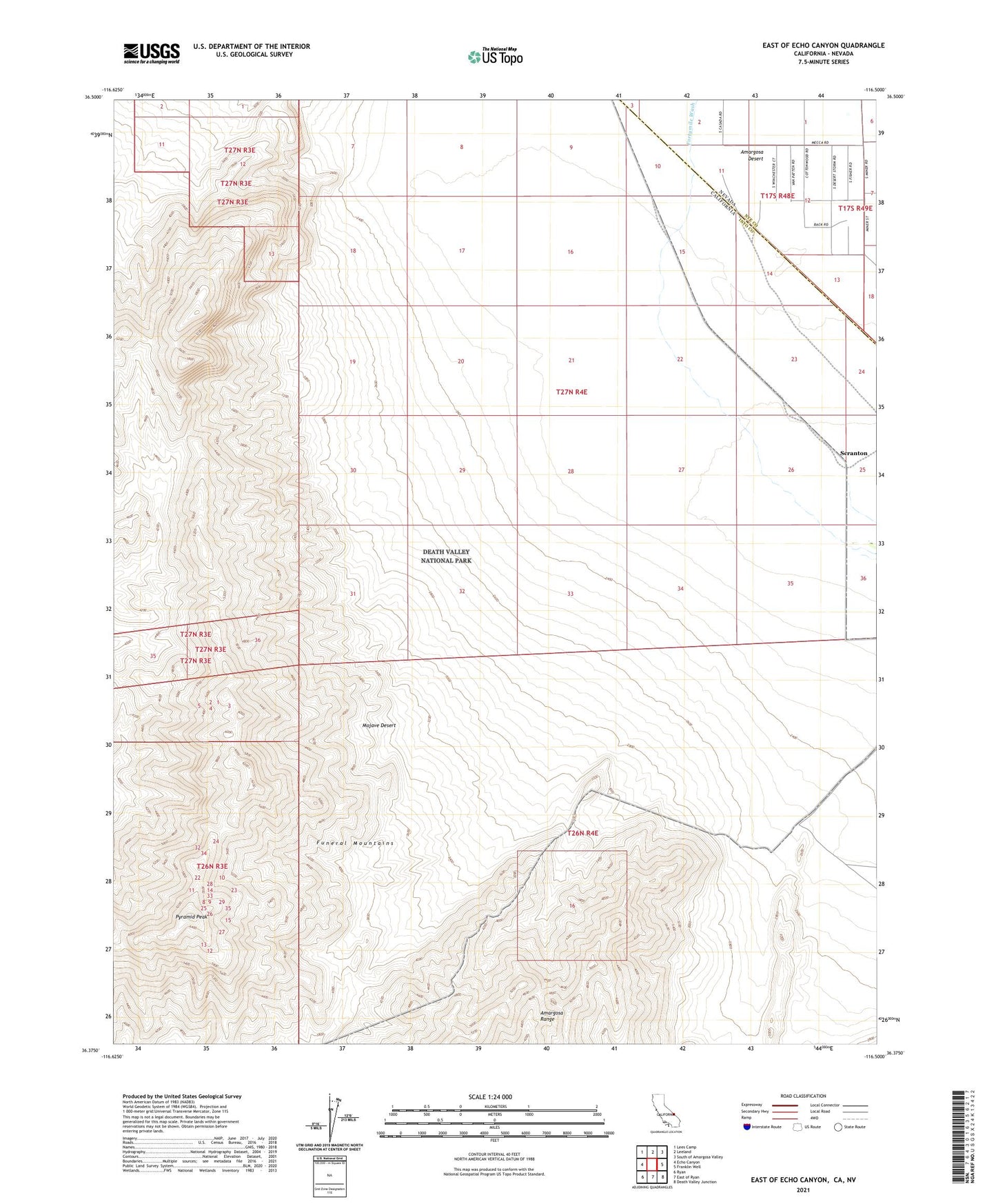 East of Echo Canyon California US Topo Map Image