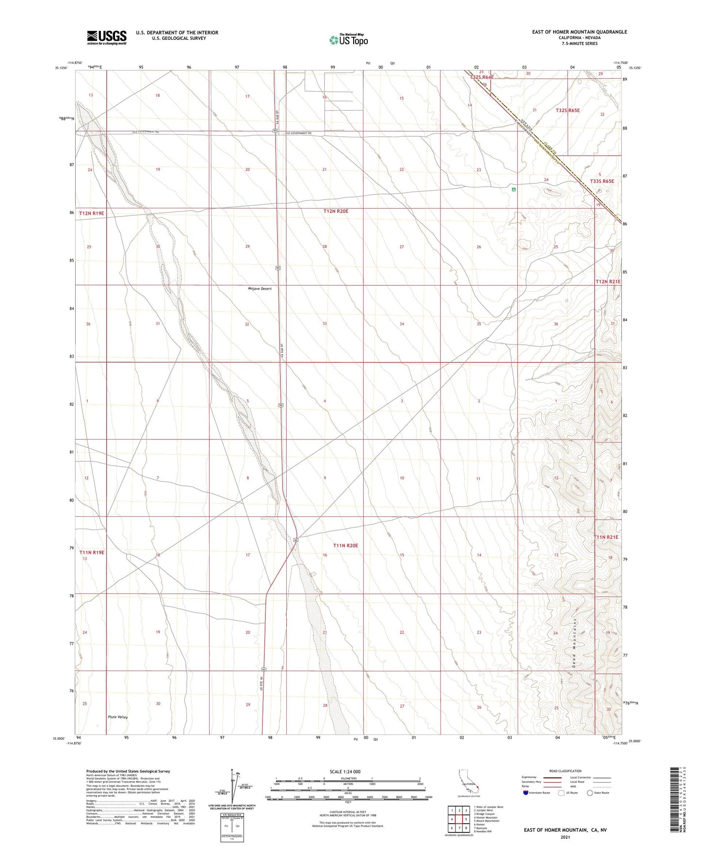 East of Homer Mountain California US Topo Map Image