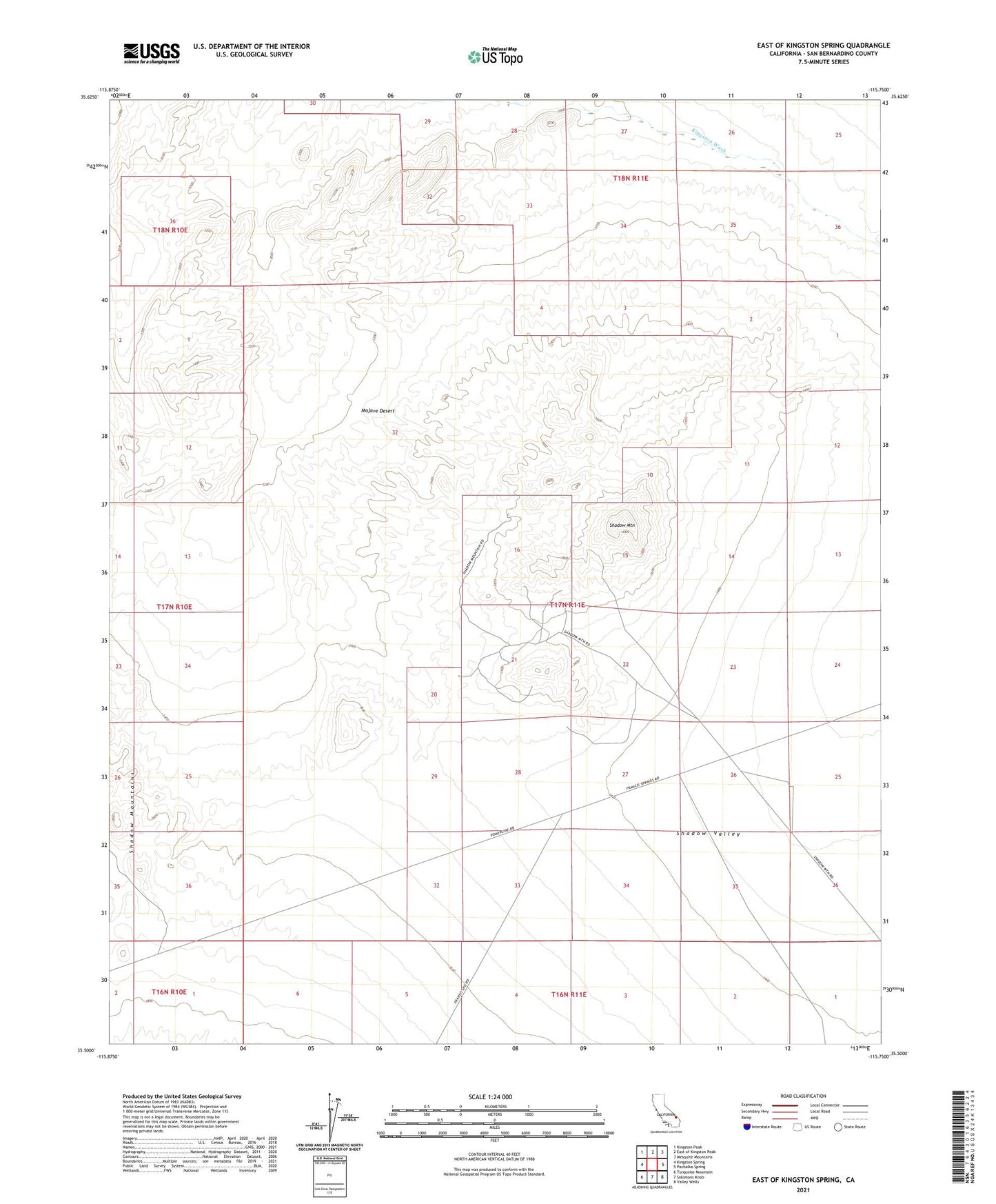 East of Kingston Spring California US Topo Map Image