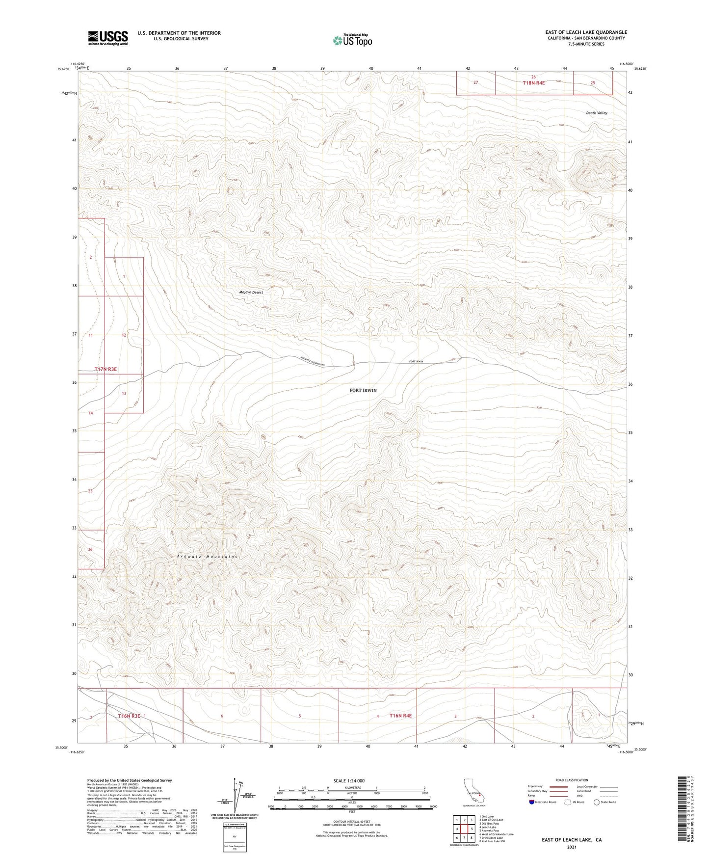 East of Leach Lake California US Topo Map Image
