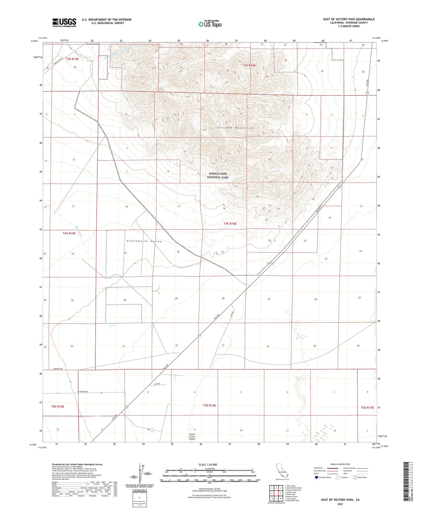 East of Victory Pass California US Topo Map Image