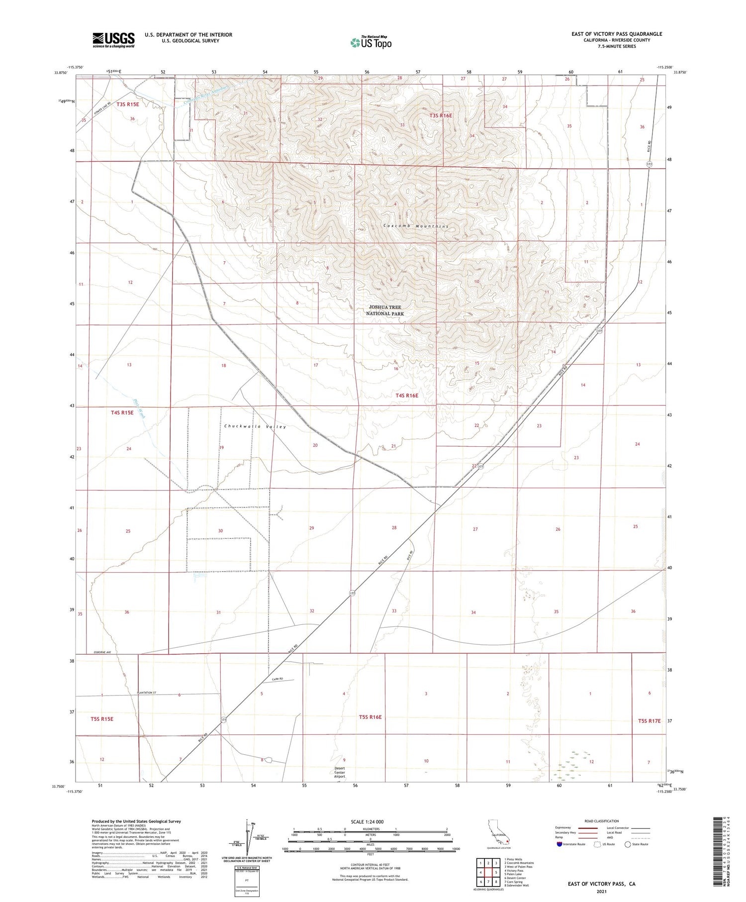 East of Victory Pass California US Topo Map Image