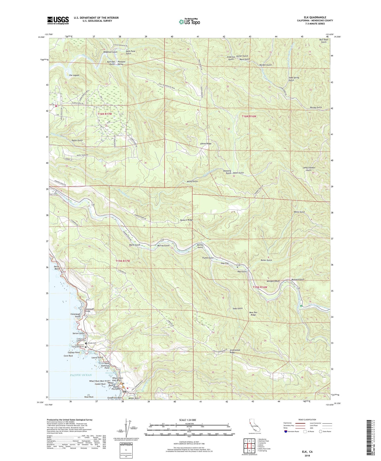 Elk California US Topo Map Image