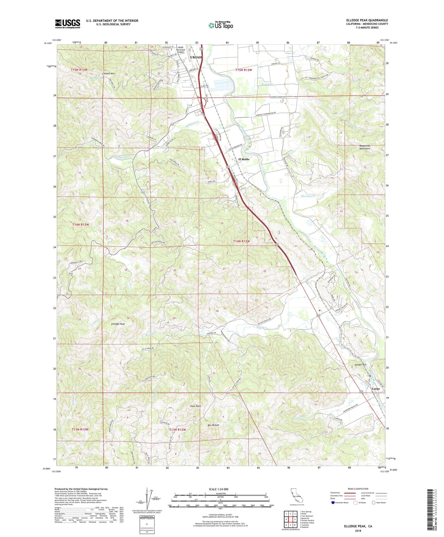 Elledge Peak California US Topo Map Image