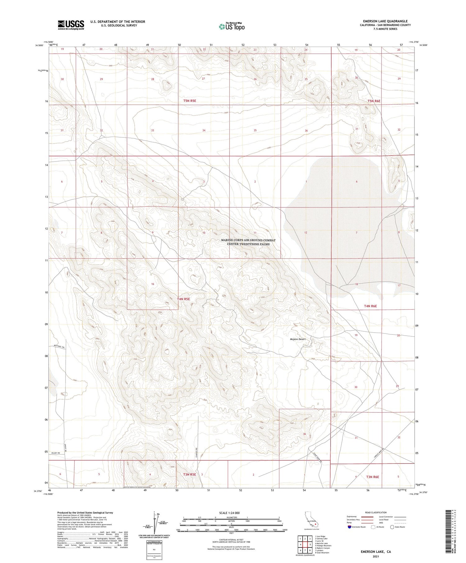 Emerson Lake California US Topo Map Image