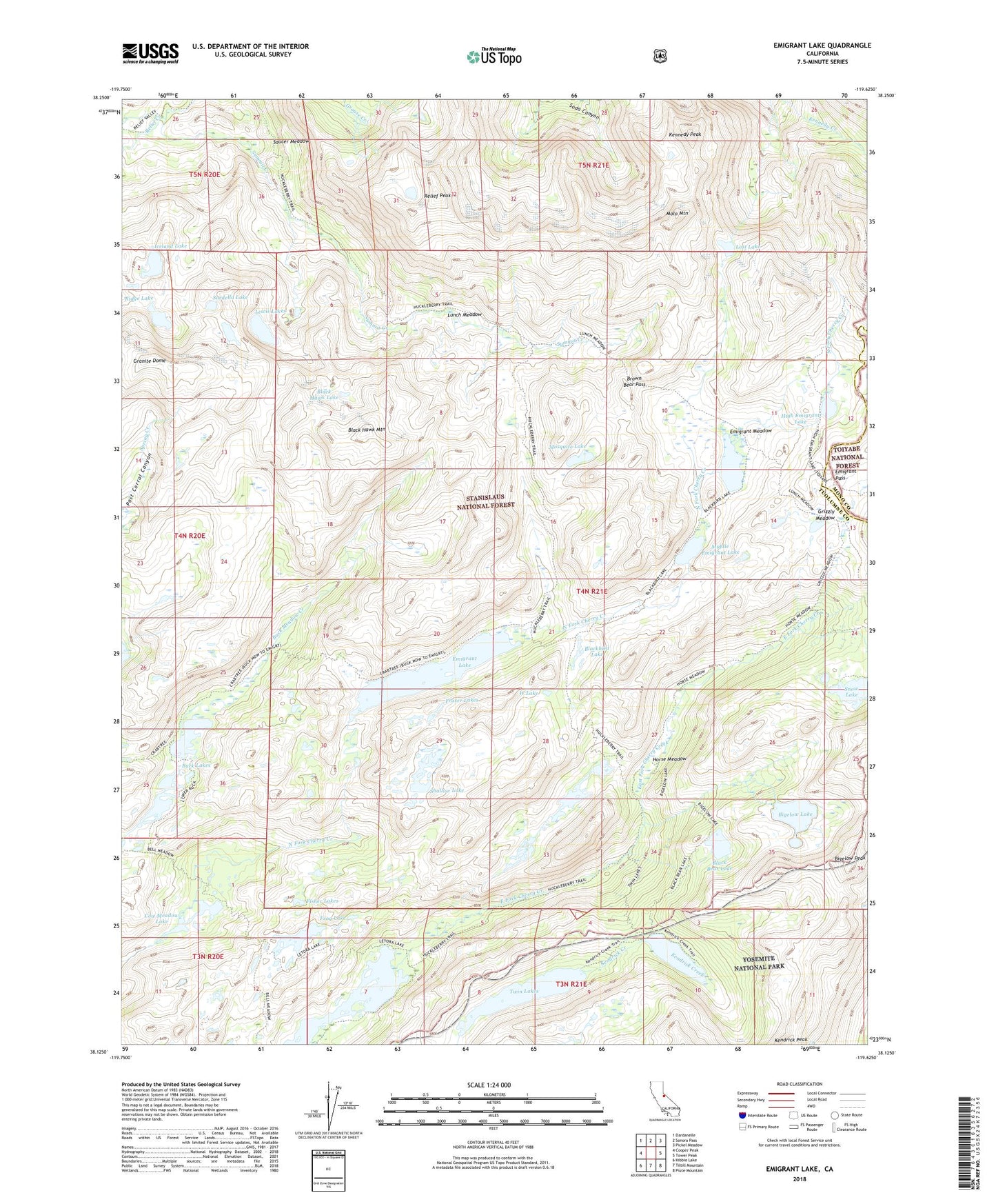 Emigrant Lake California US Topo Map Image