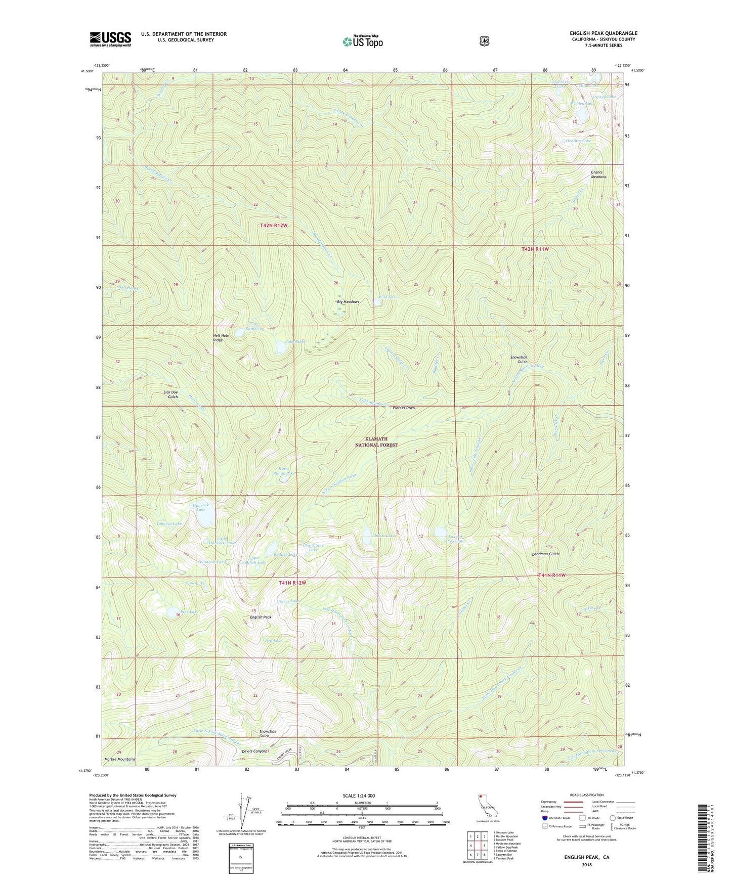 English Peak California US Topo Map Image