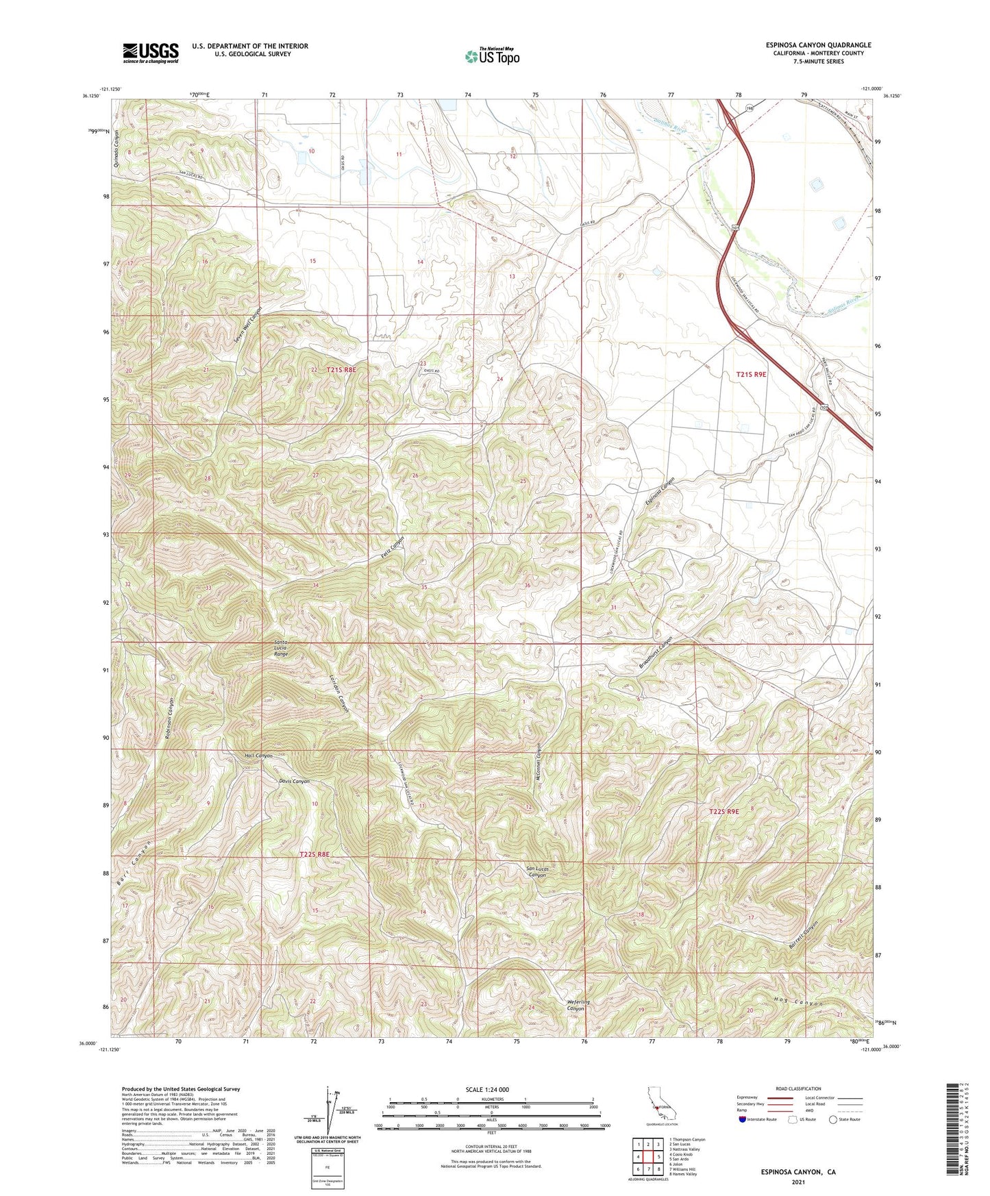 Espinosa Canyon California US Topo Map Image