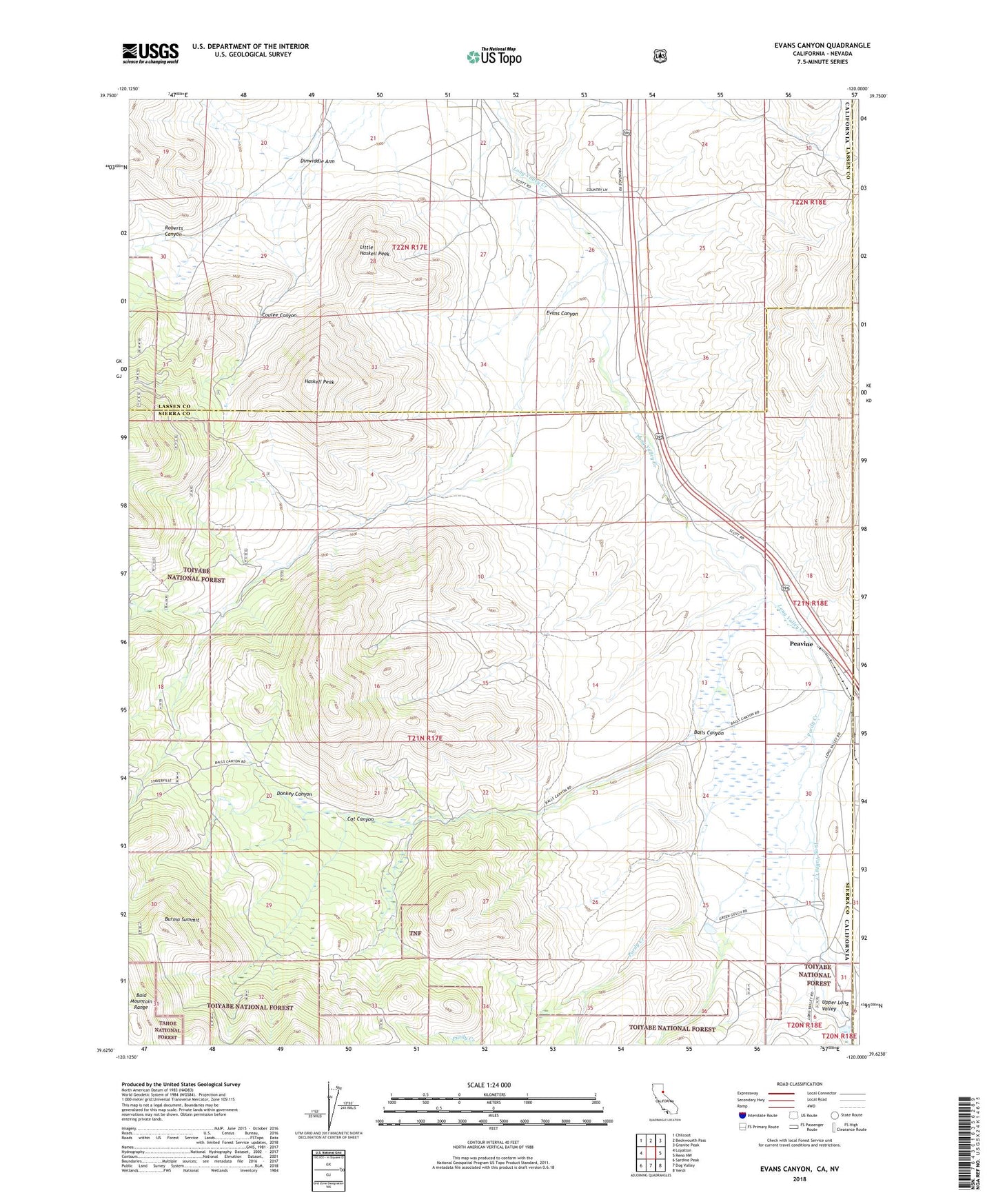 Evans Canyon California US Topo Map Image