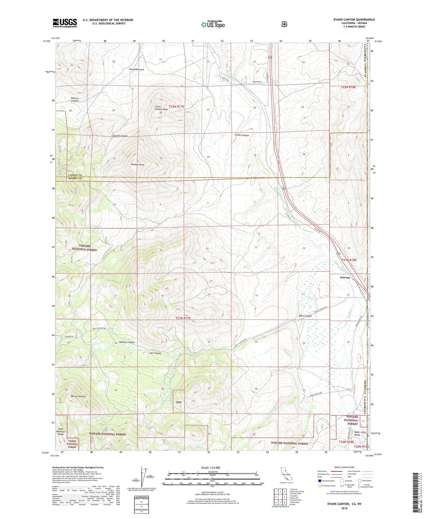 Evans Canyon California US Topo Map Image