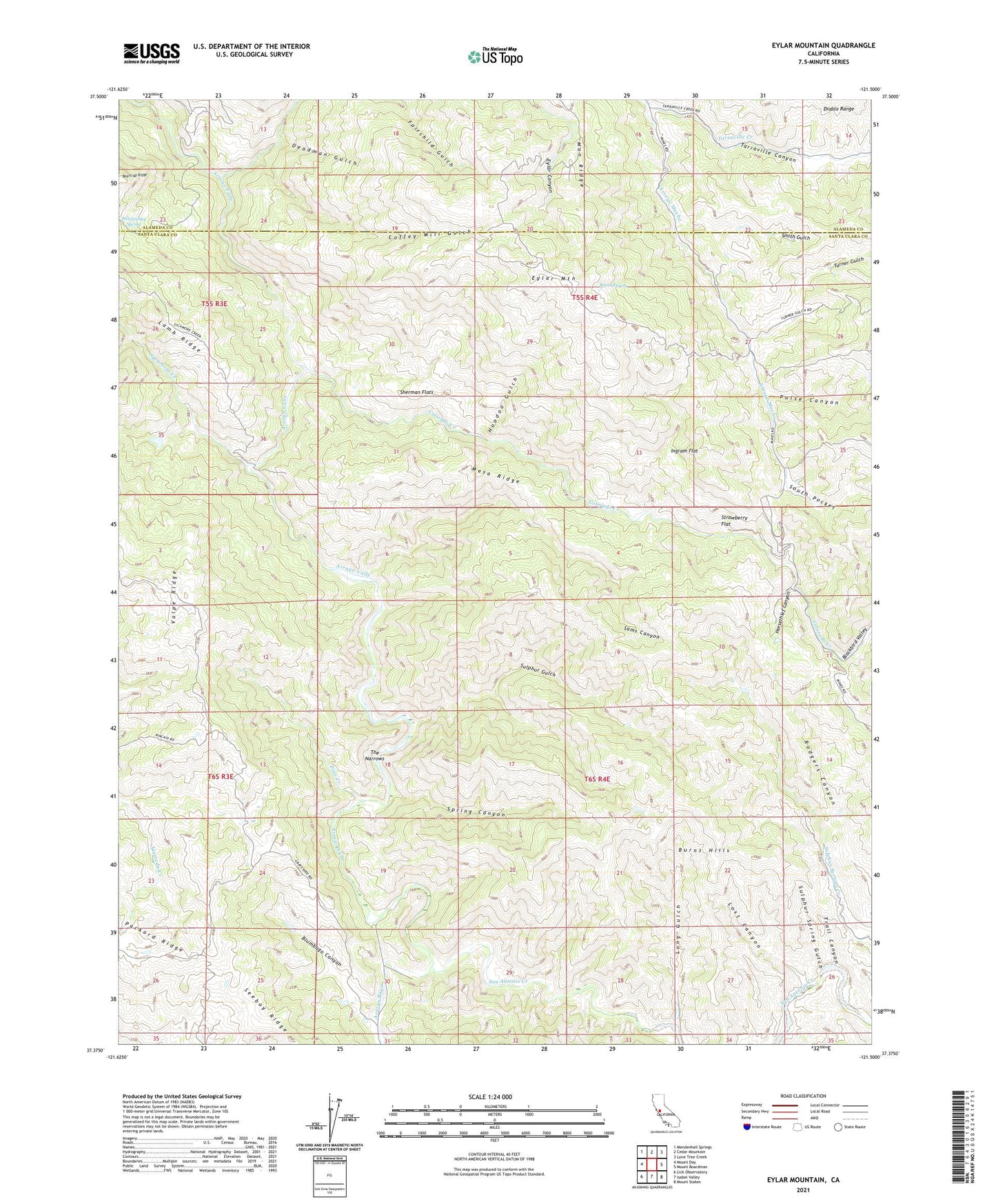 Eylar Mountain California US Topo Map Image