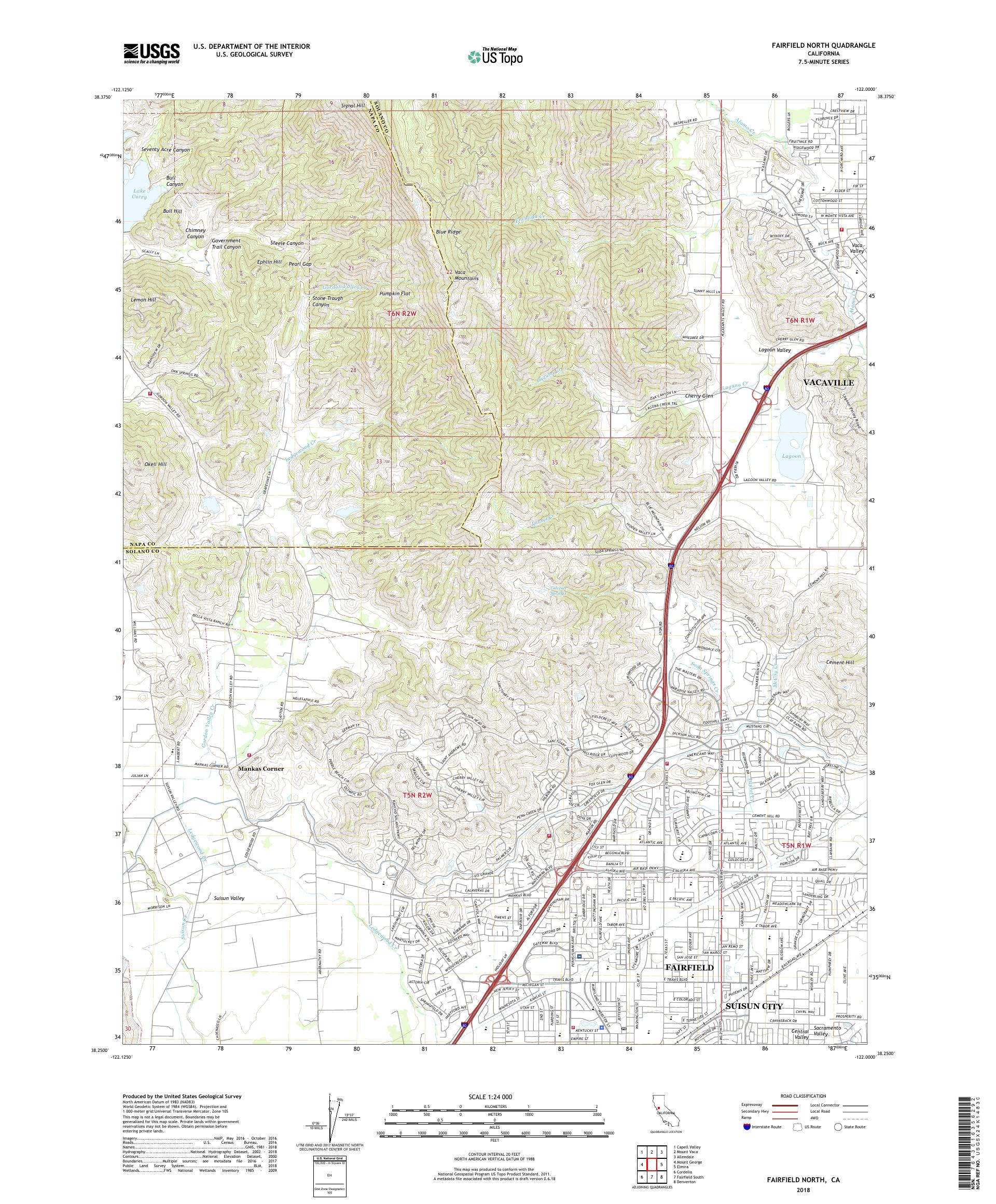 Fairfield North California US Topo Map – MyTopo Map Store
