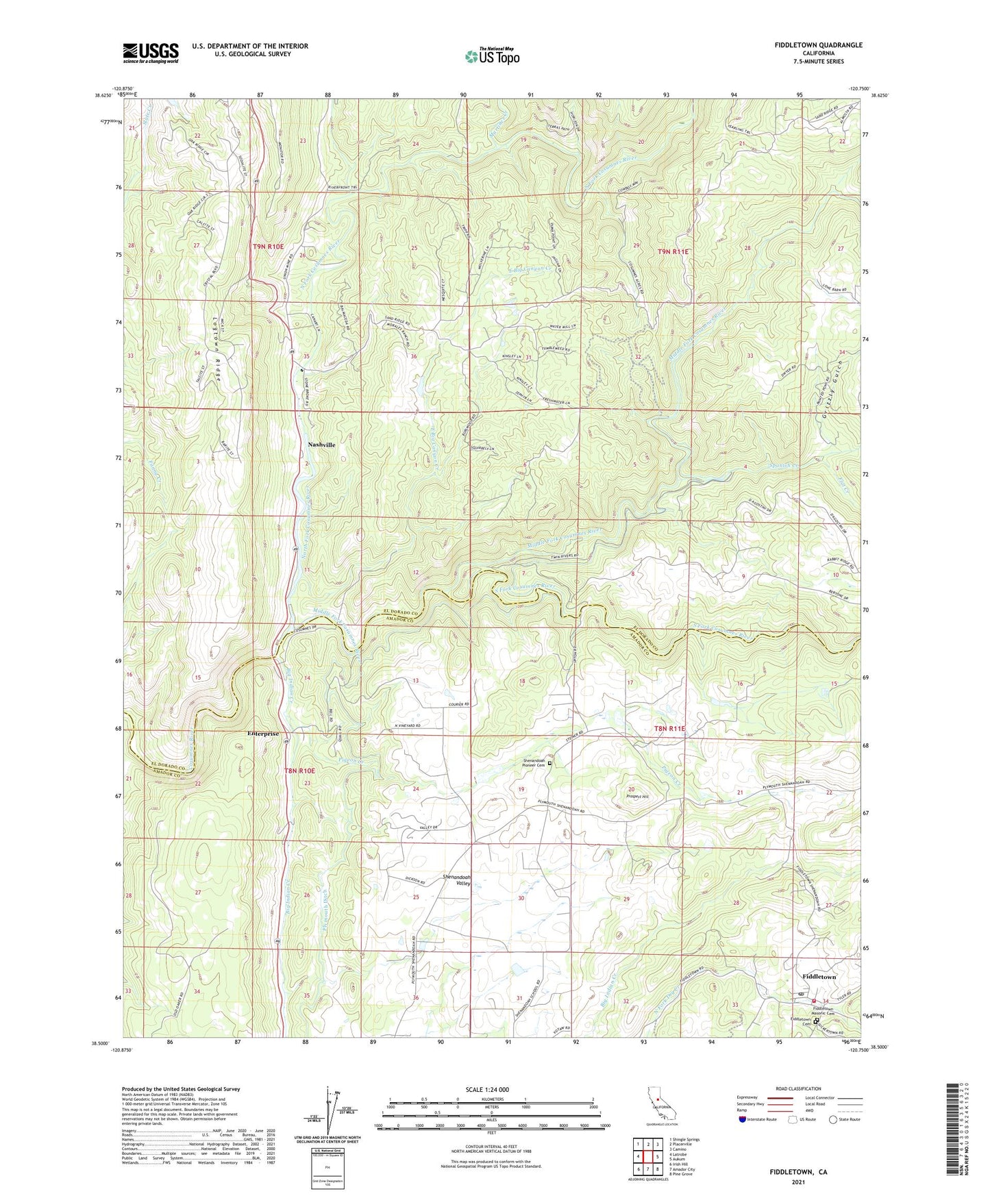 Fiddletown California US Topo Map Image