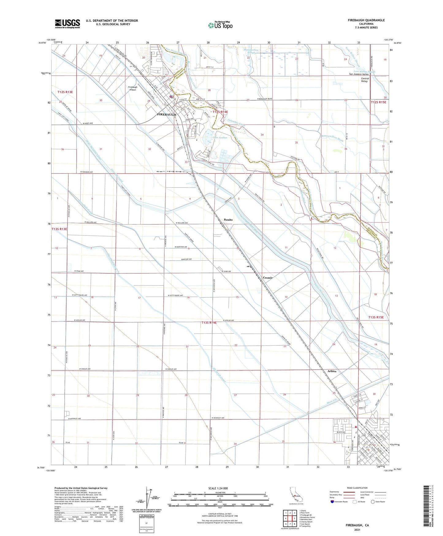 Firebaugh California US Topo Map Image
