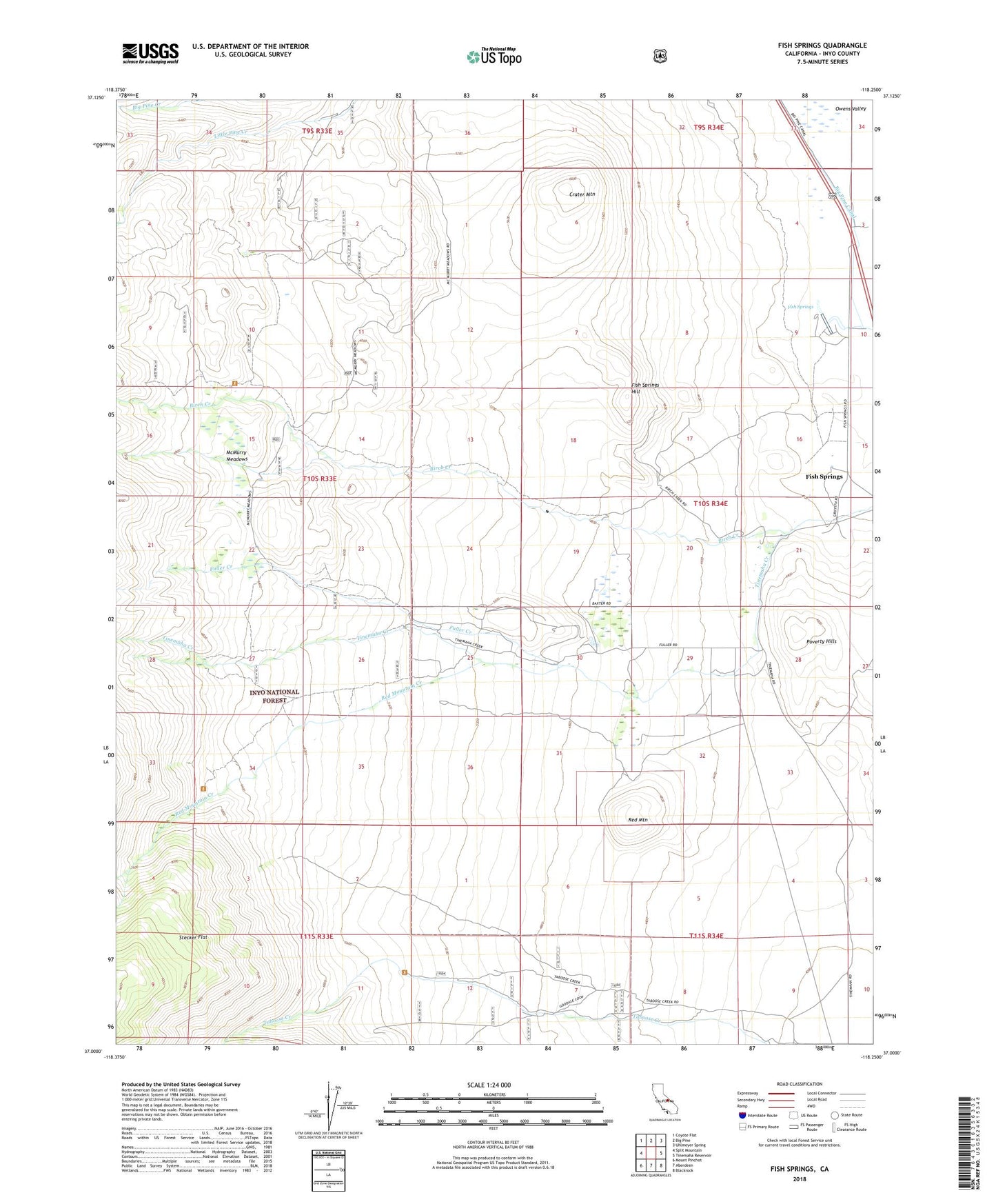 Fish Springs California US Topo Map Image