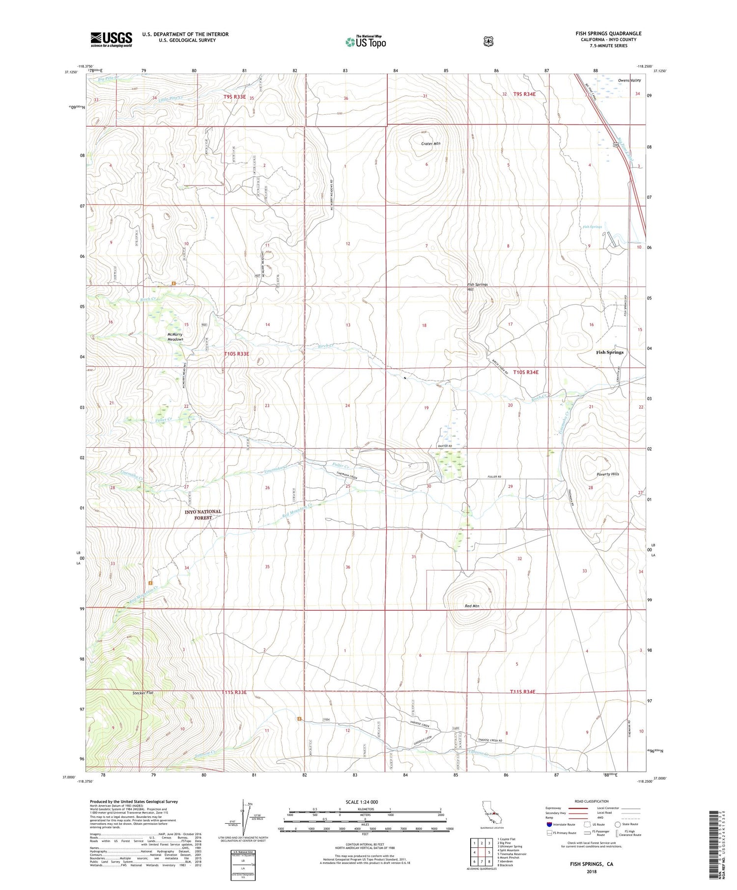 Fish Springs California US Topo Map Image