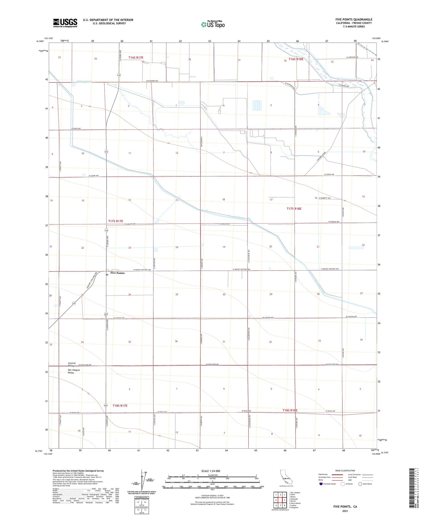 Five Points California US Topo Map Image