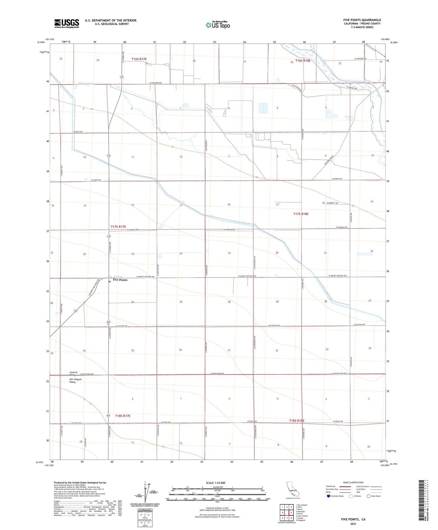 Five Points California US Topo Map Image