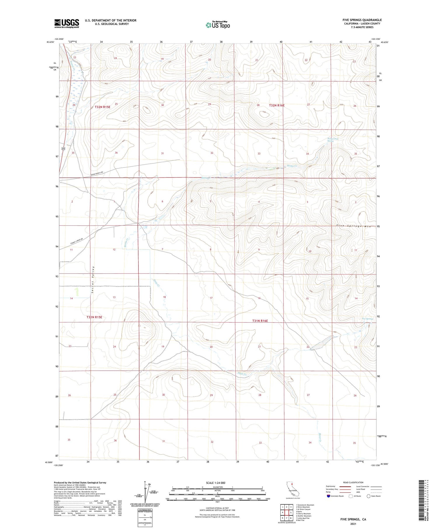 Five Springs California US Topo Map Image