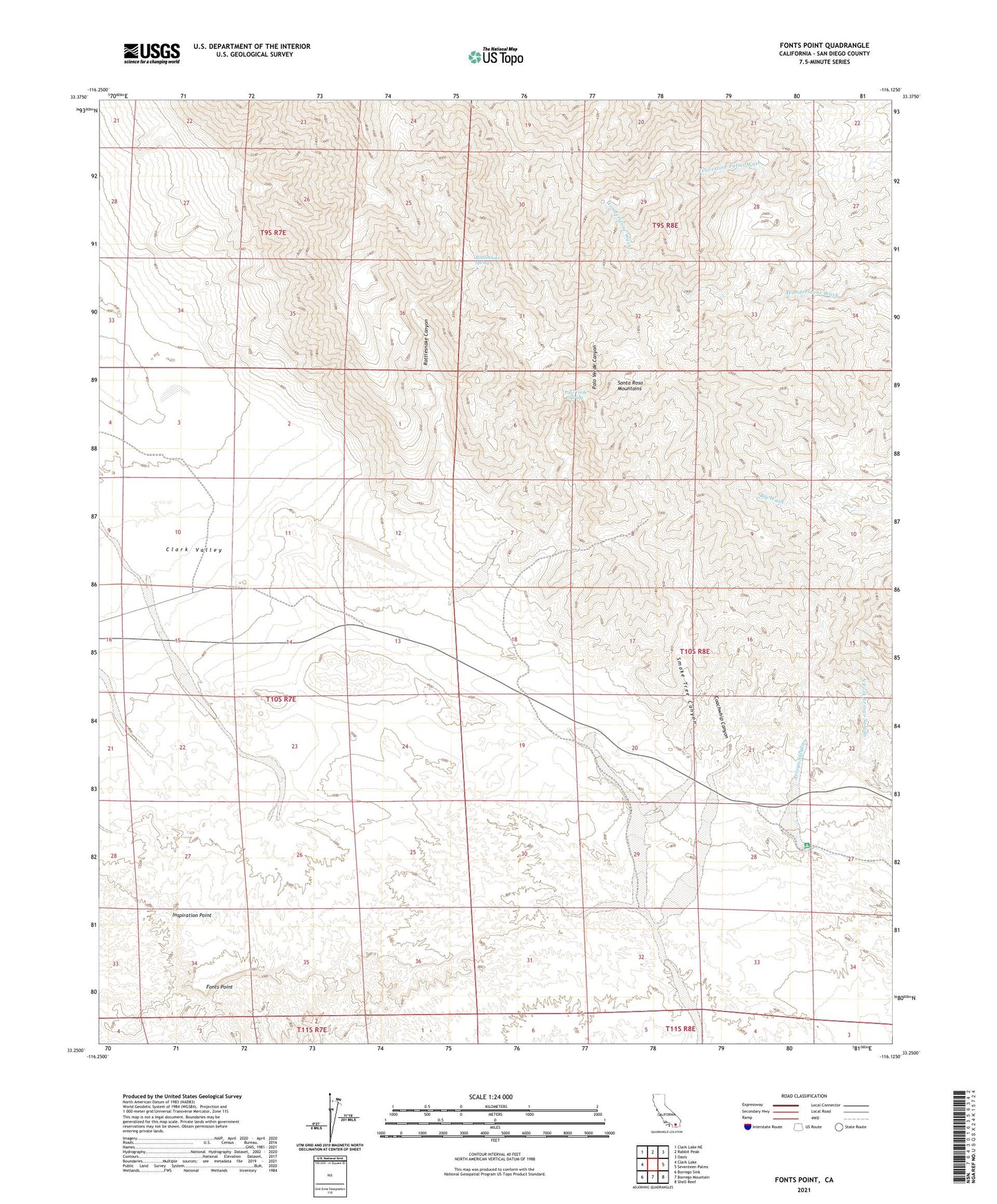 Fonts Point California US Topo Map Image