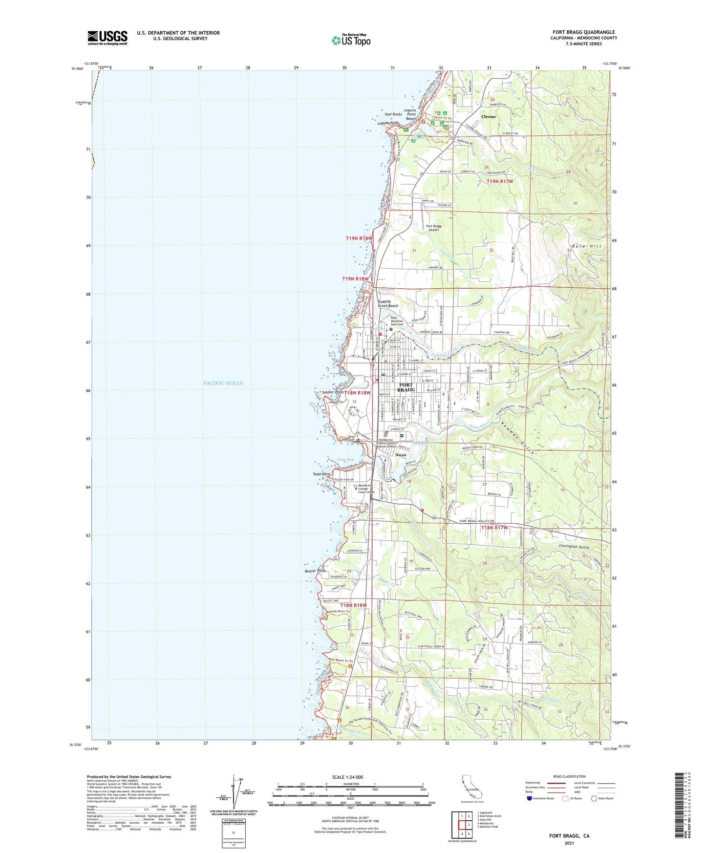 Fort Bragg California US Topo Map Image