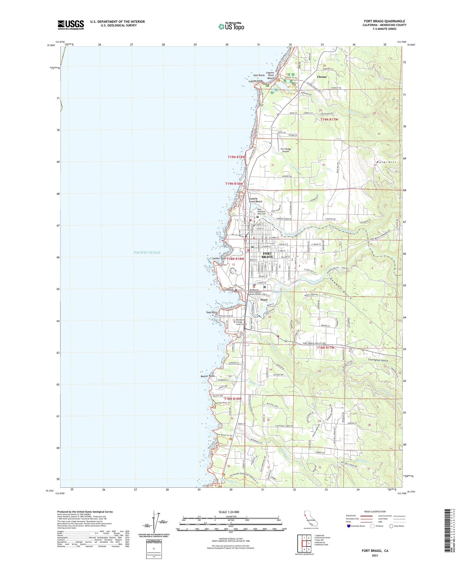 Fort Bragg California US Topo Map Image