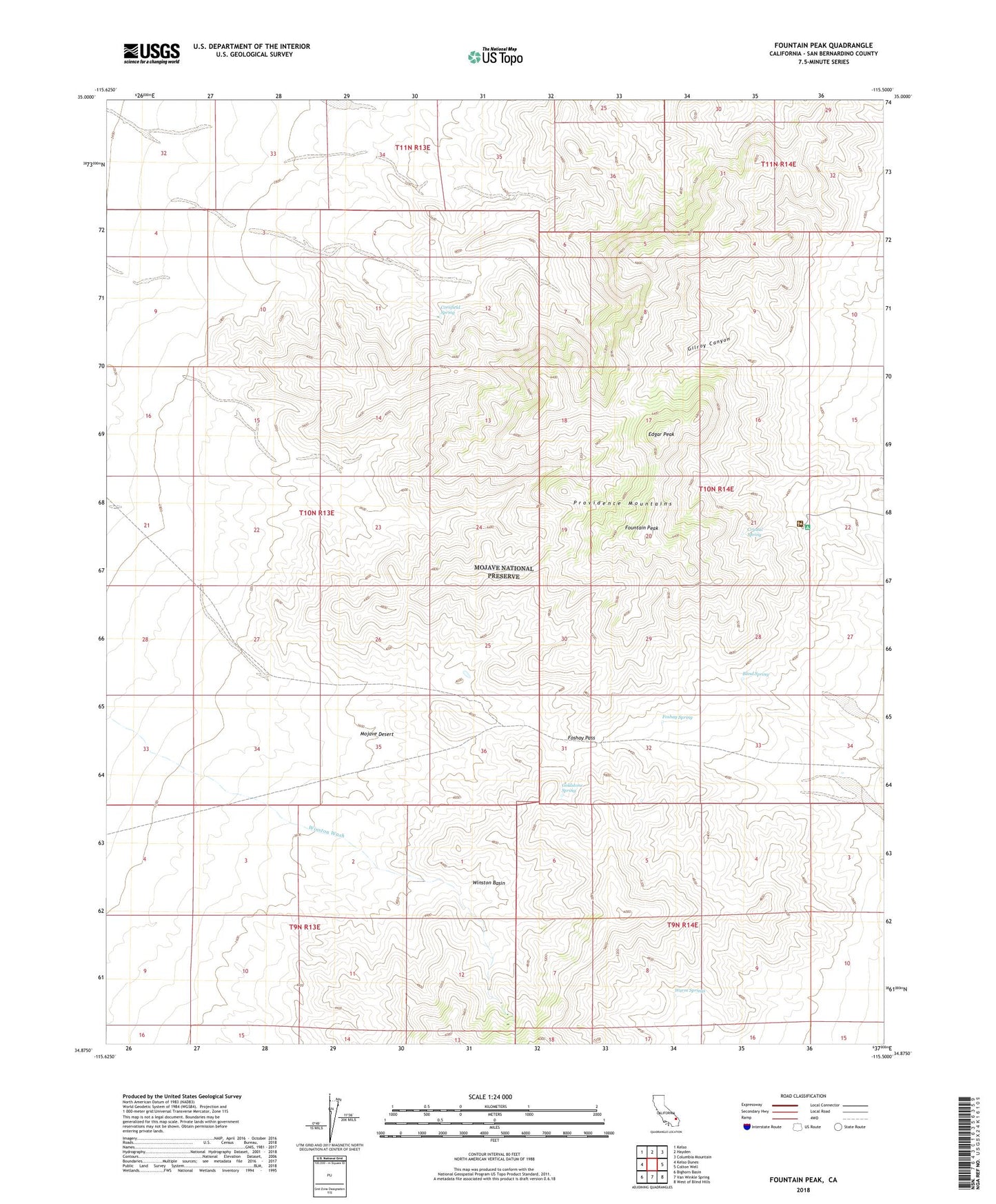Fountain Peak California US Topo Map Image