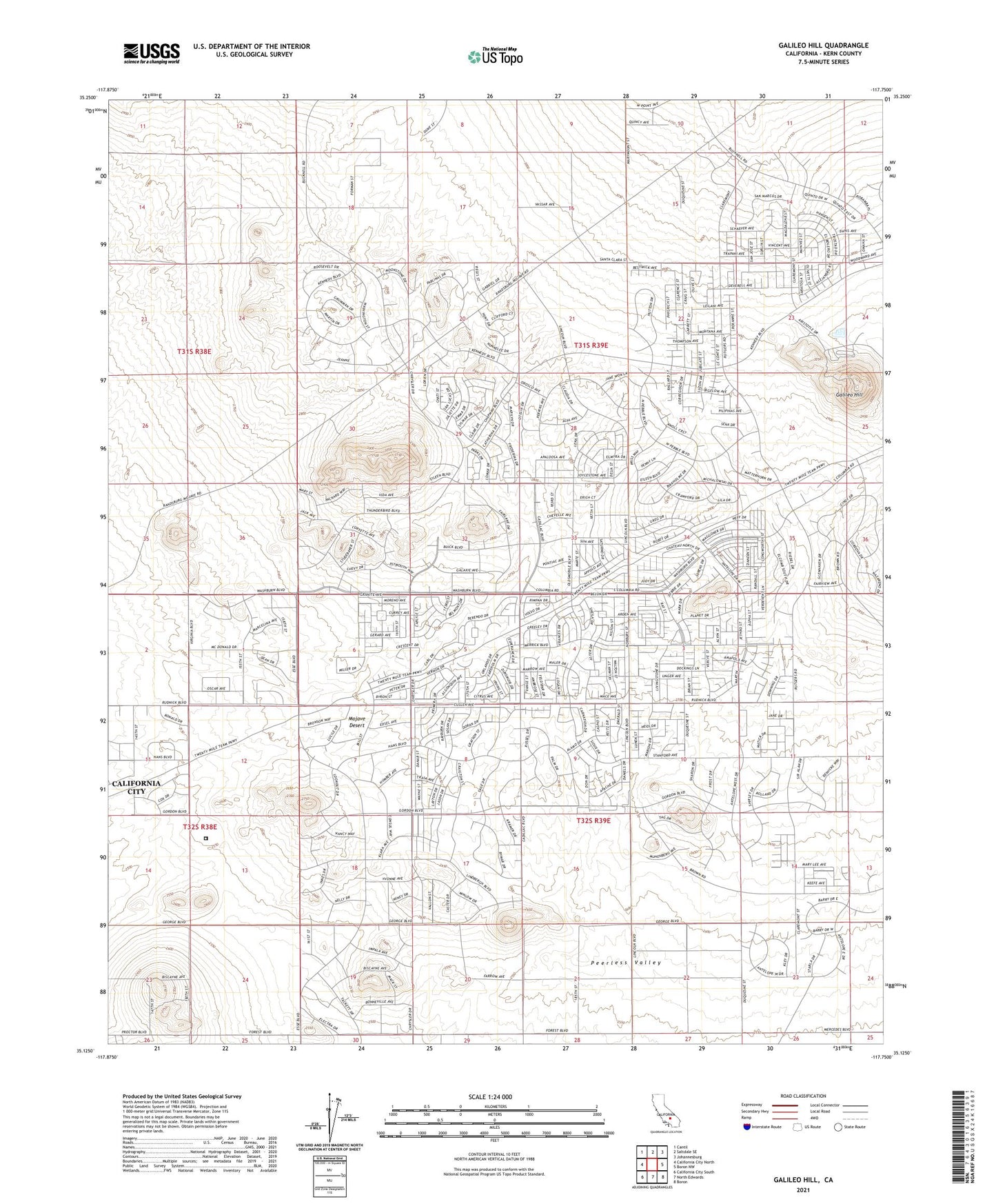 Galileo Hill California US Topo Map Image