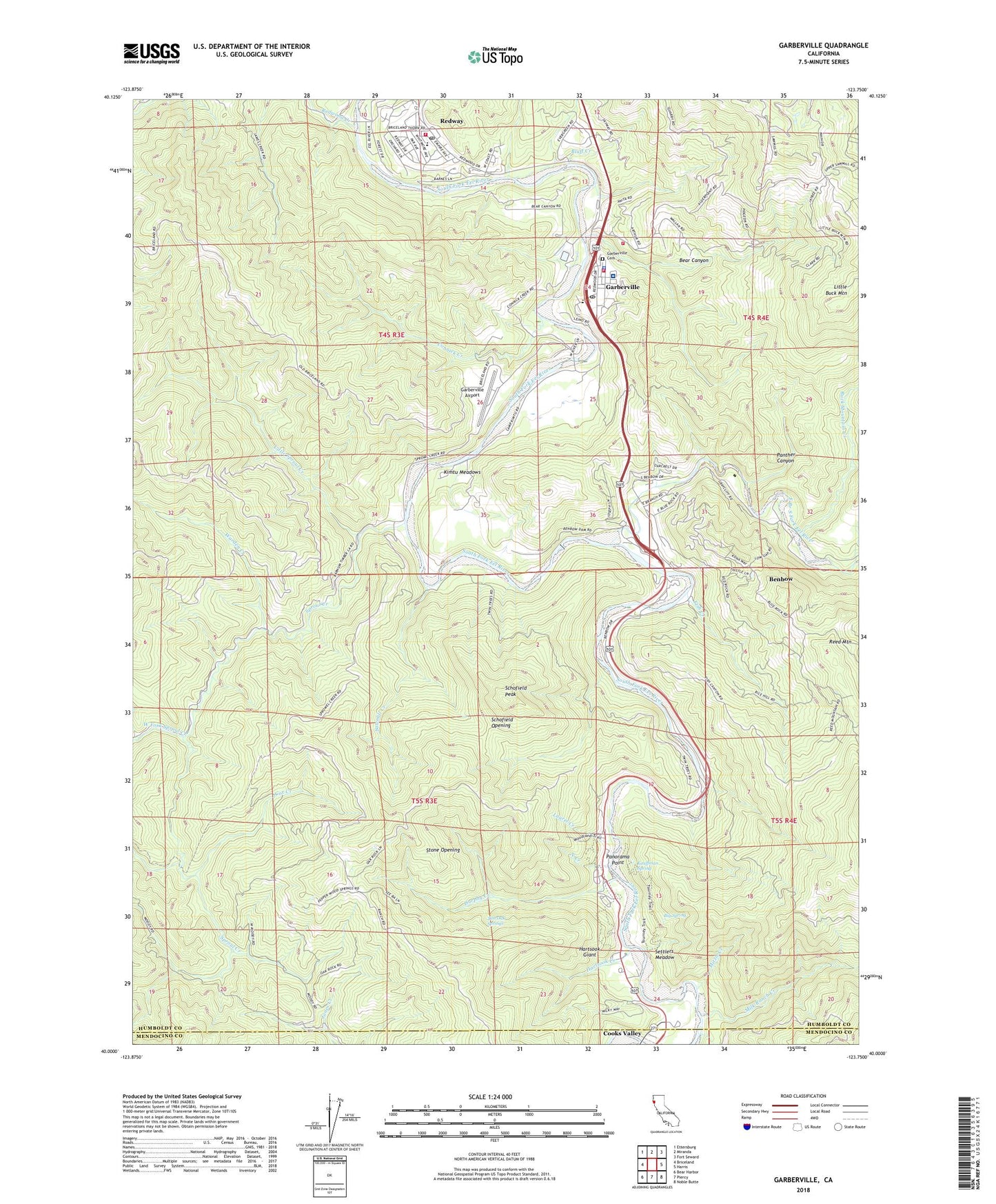 Garberville California US Topo Map Image