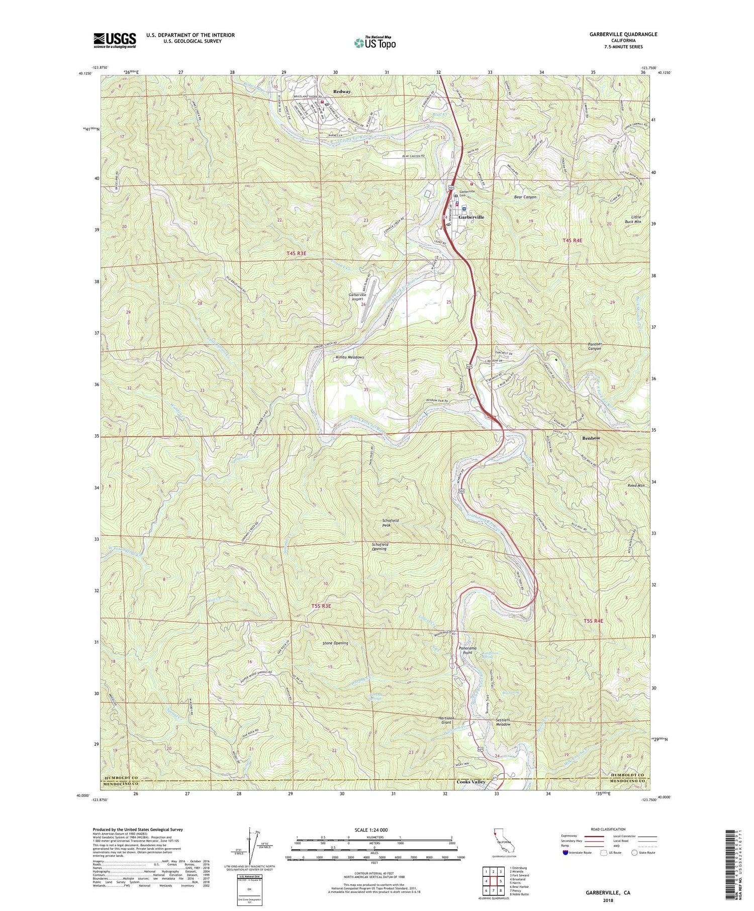 Garberville California US Topo Map Image