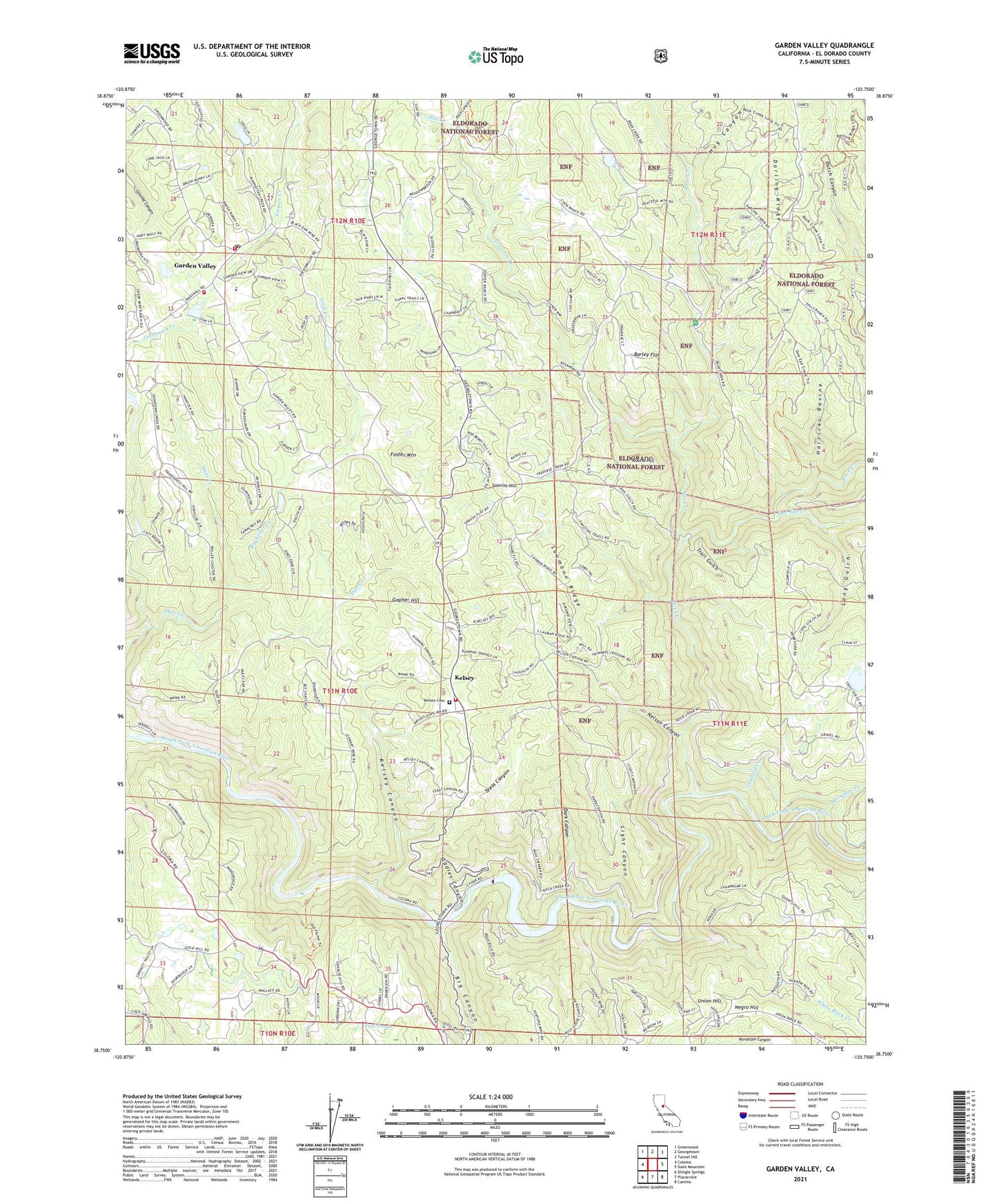 Garden Valley California US Topo Map Image