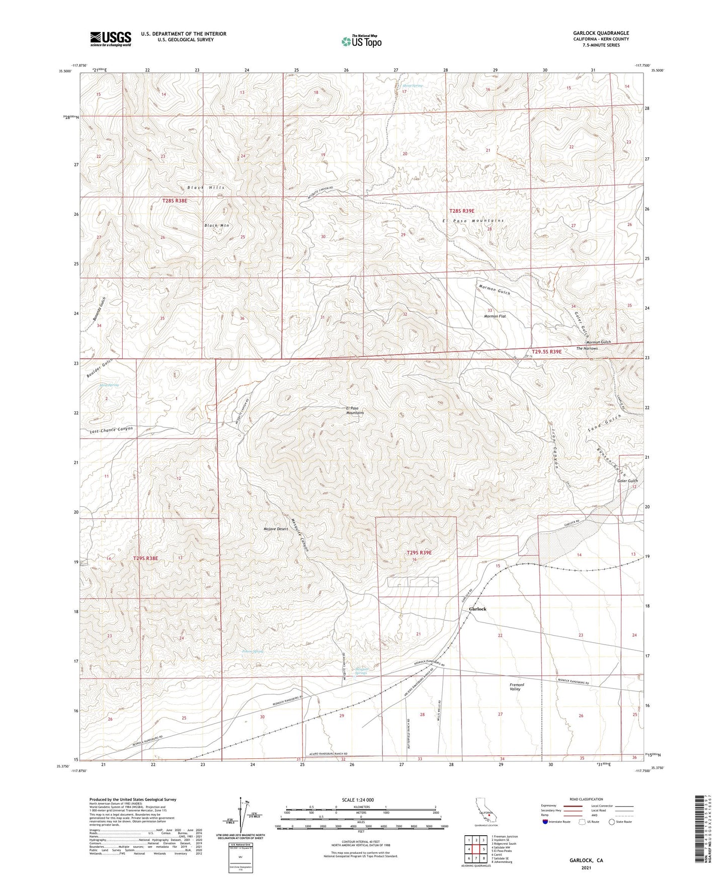 Garlock California US Topo Map Image