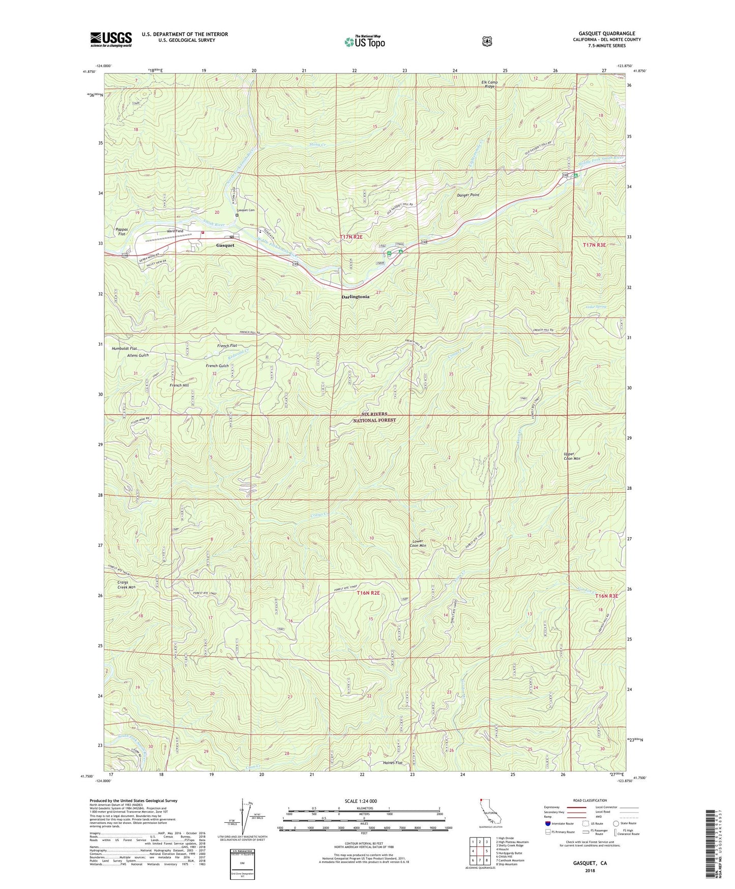 Gasquet California US Topo Map Image
