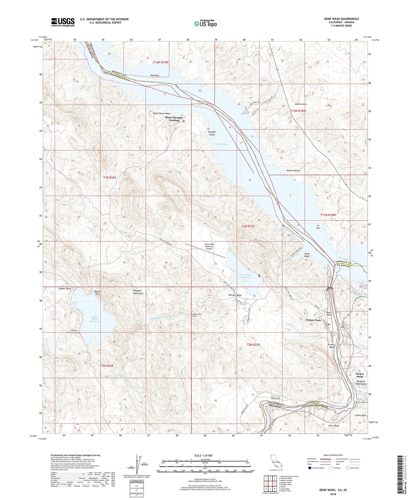 Gene Wash California US Topo Map Image