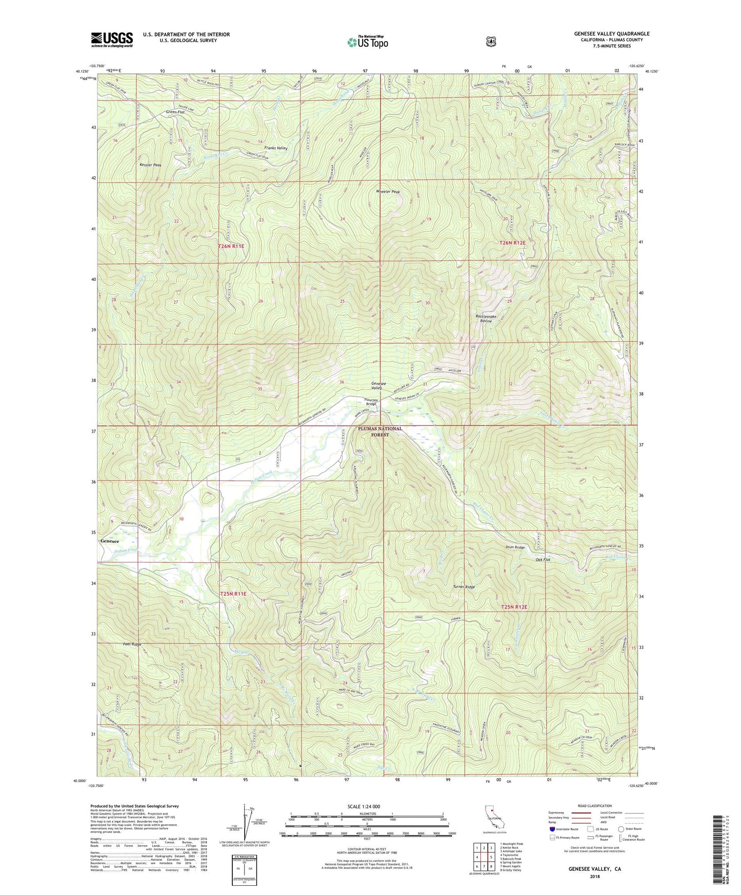 Genesee Valley California US Topo Map Image