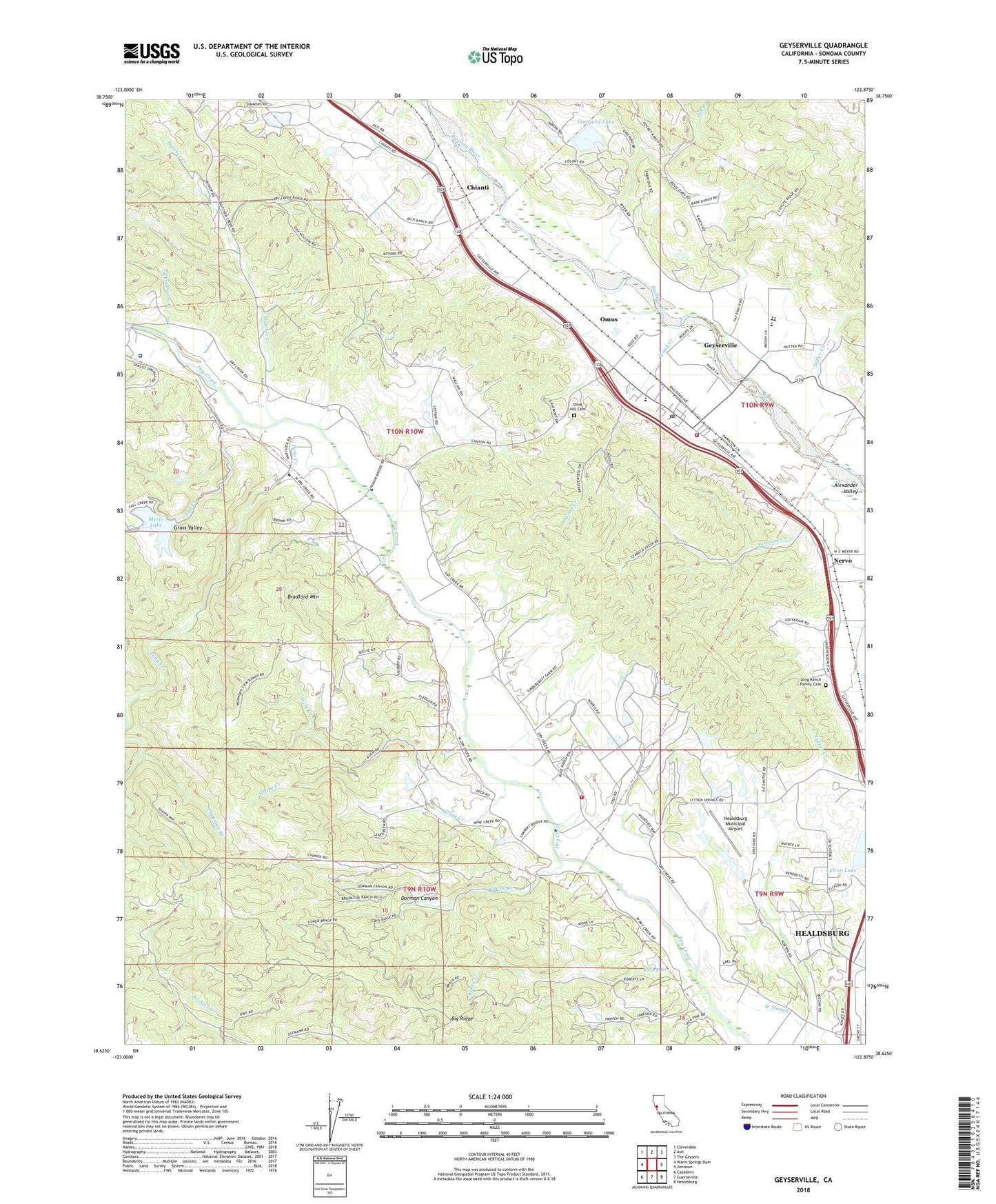 Geyserville California US Topo Map Image