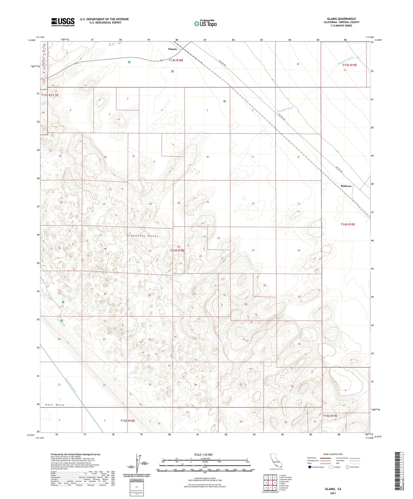 Glamis California US Topo Map Image