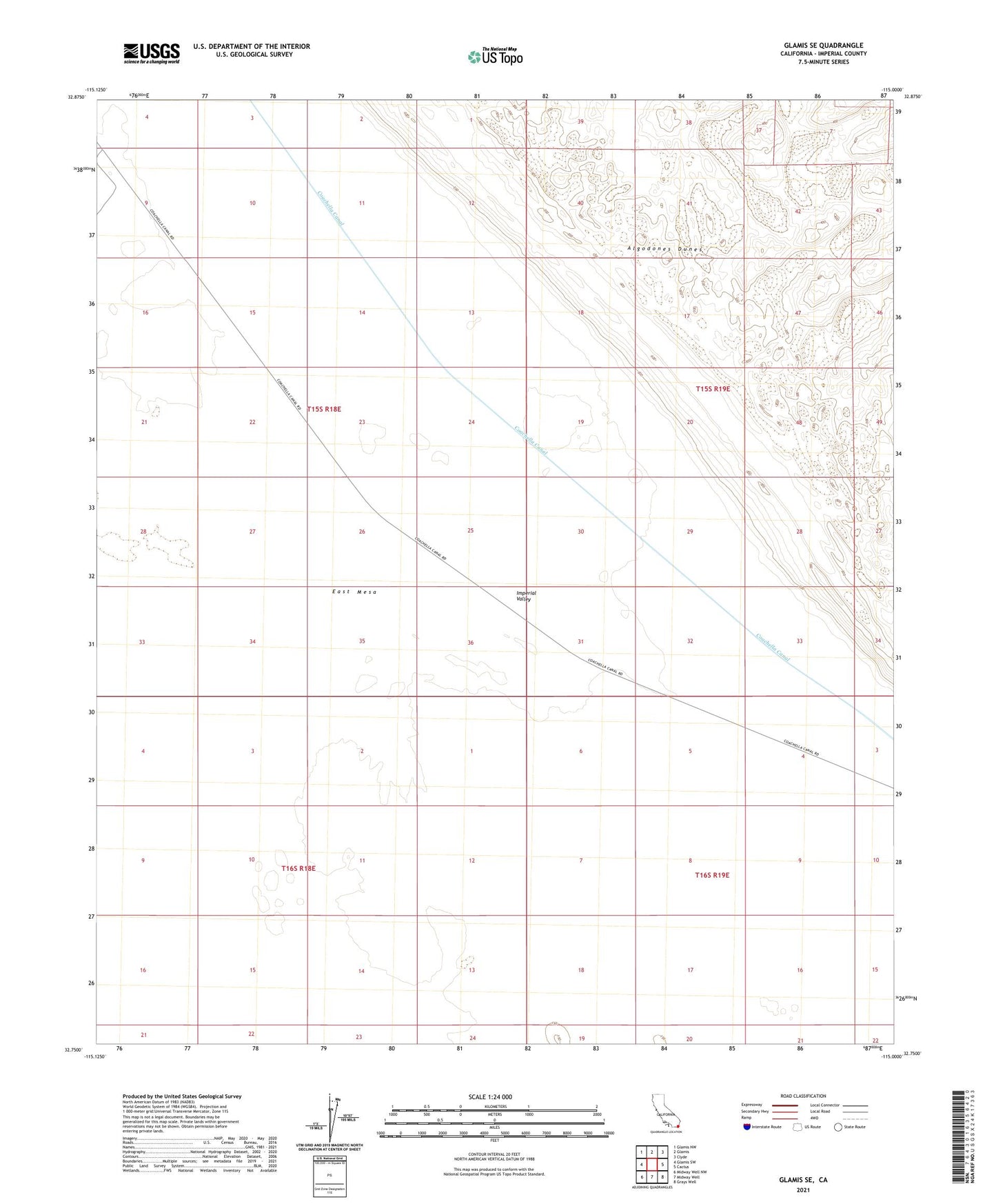 Glamis SE California US Topo Map Image