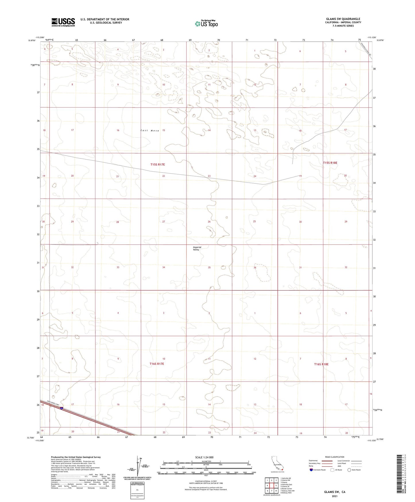 Glamis SW California US Topo Map Image