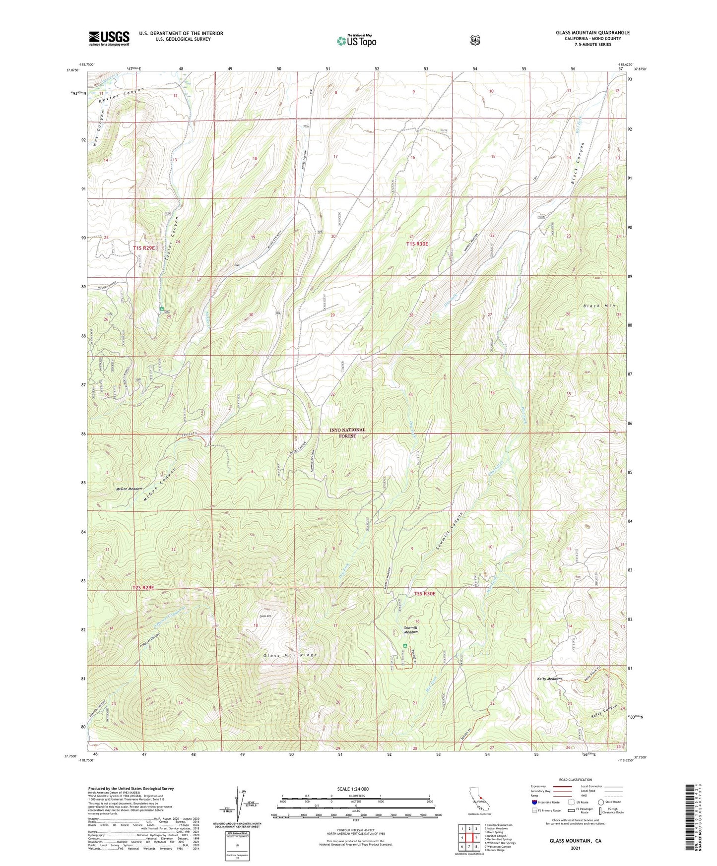 Glass Mountain California US Topo Map Image