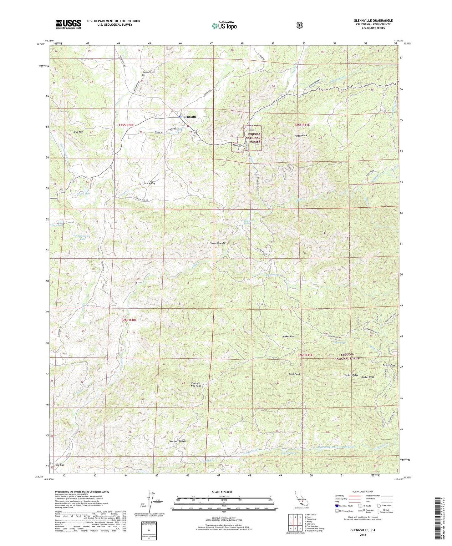 Glennville California US Topo Map Image