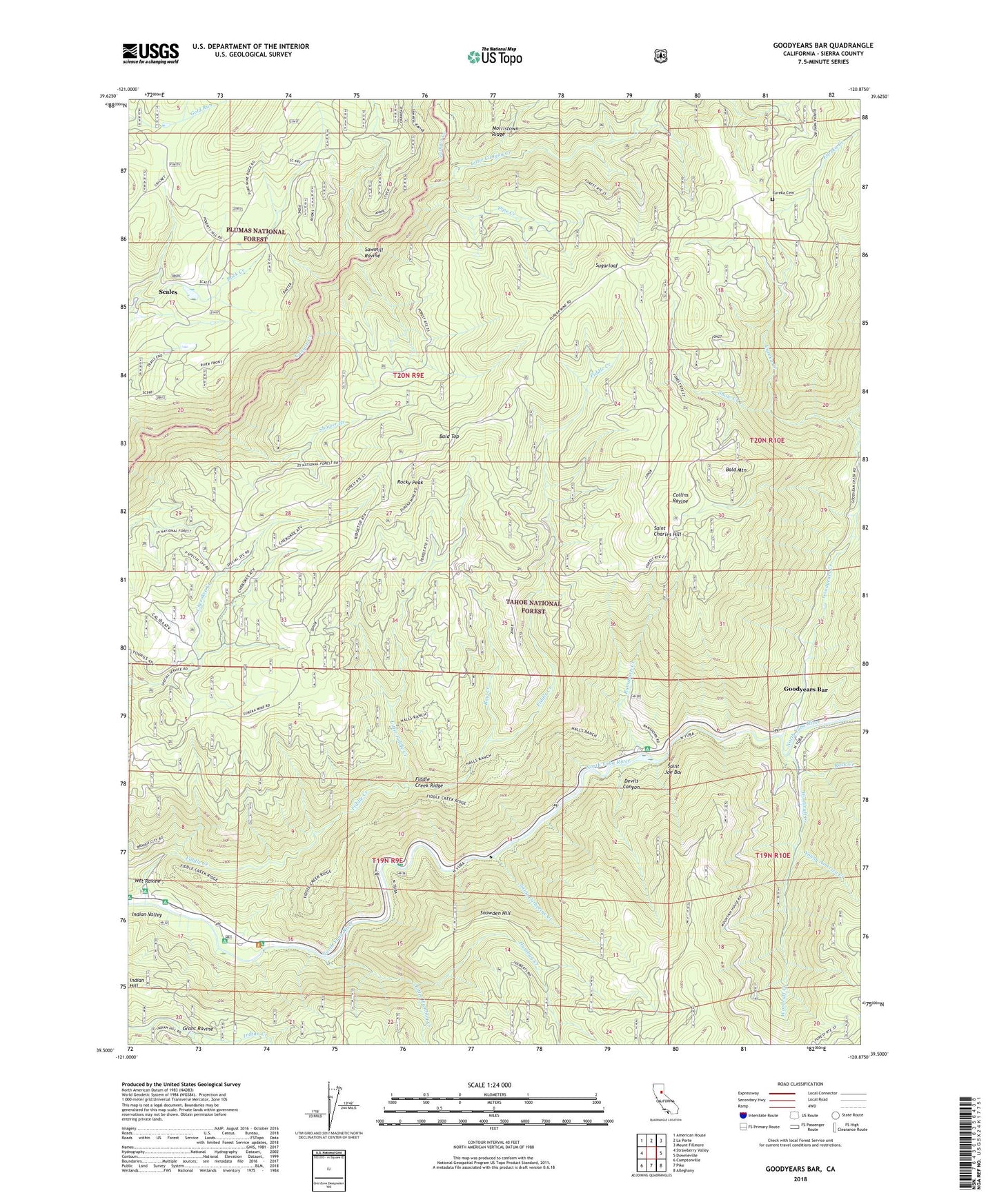 Goodyears Bar California US Topo Map Image