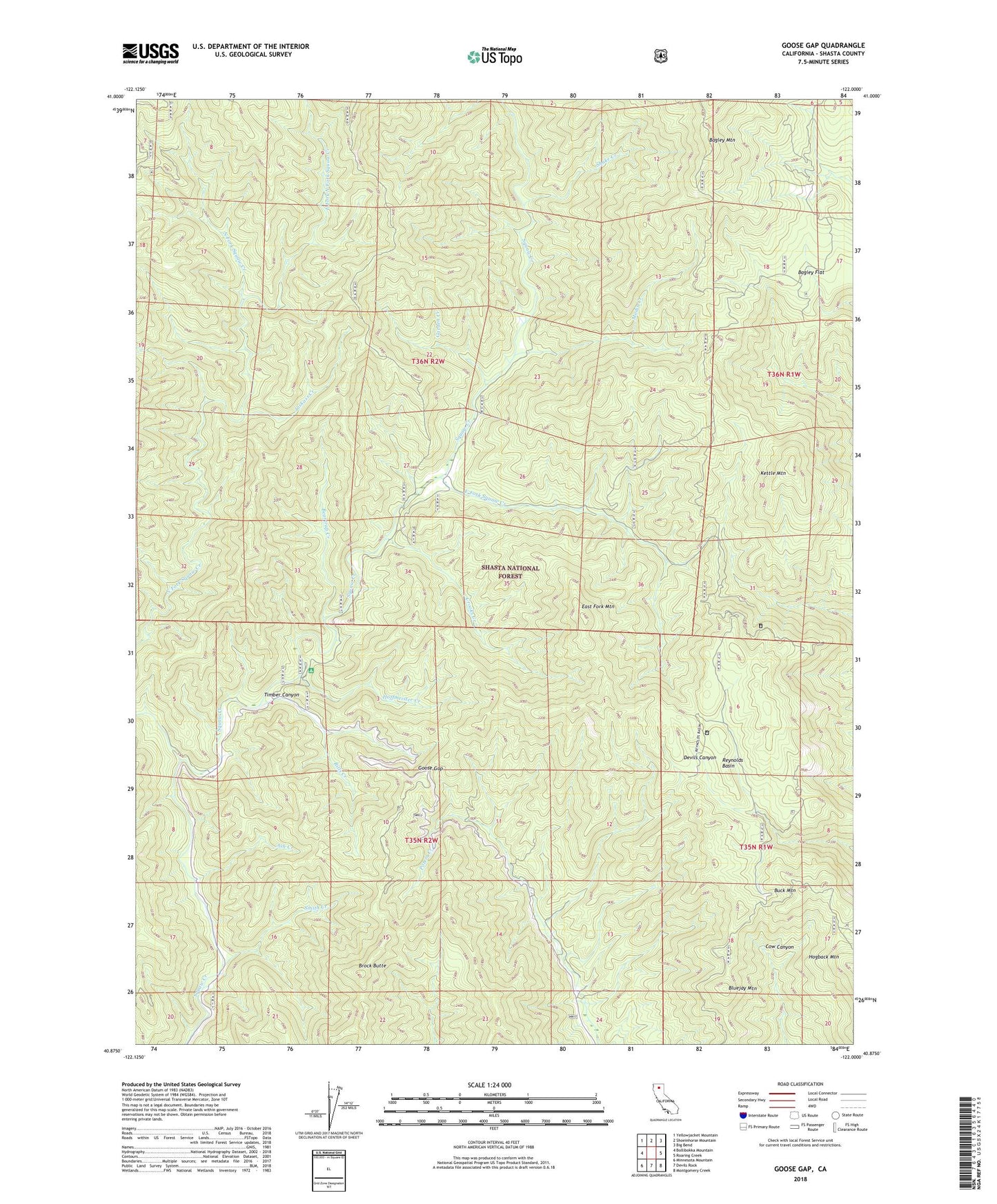 Goose Gap California US Topo Map Image