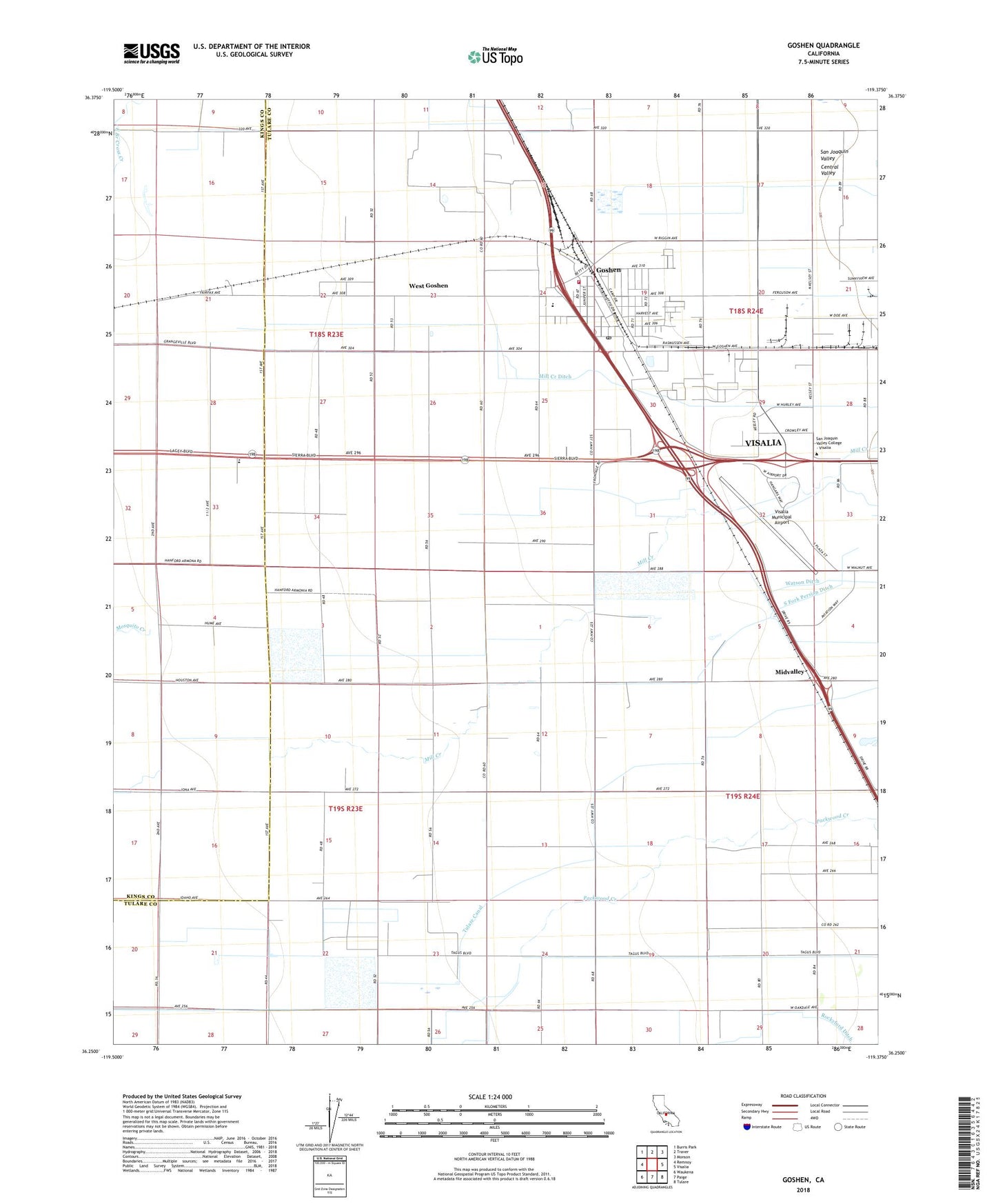 Goshen California US Topo Map Image