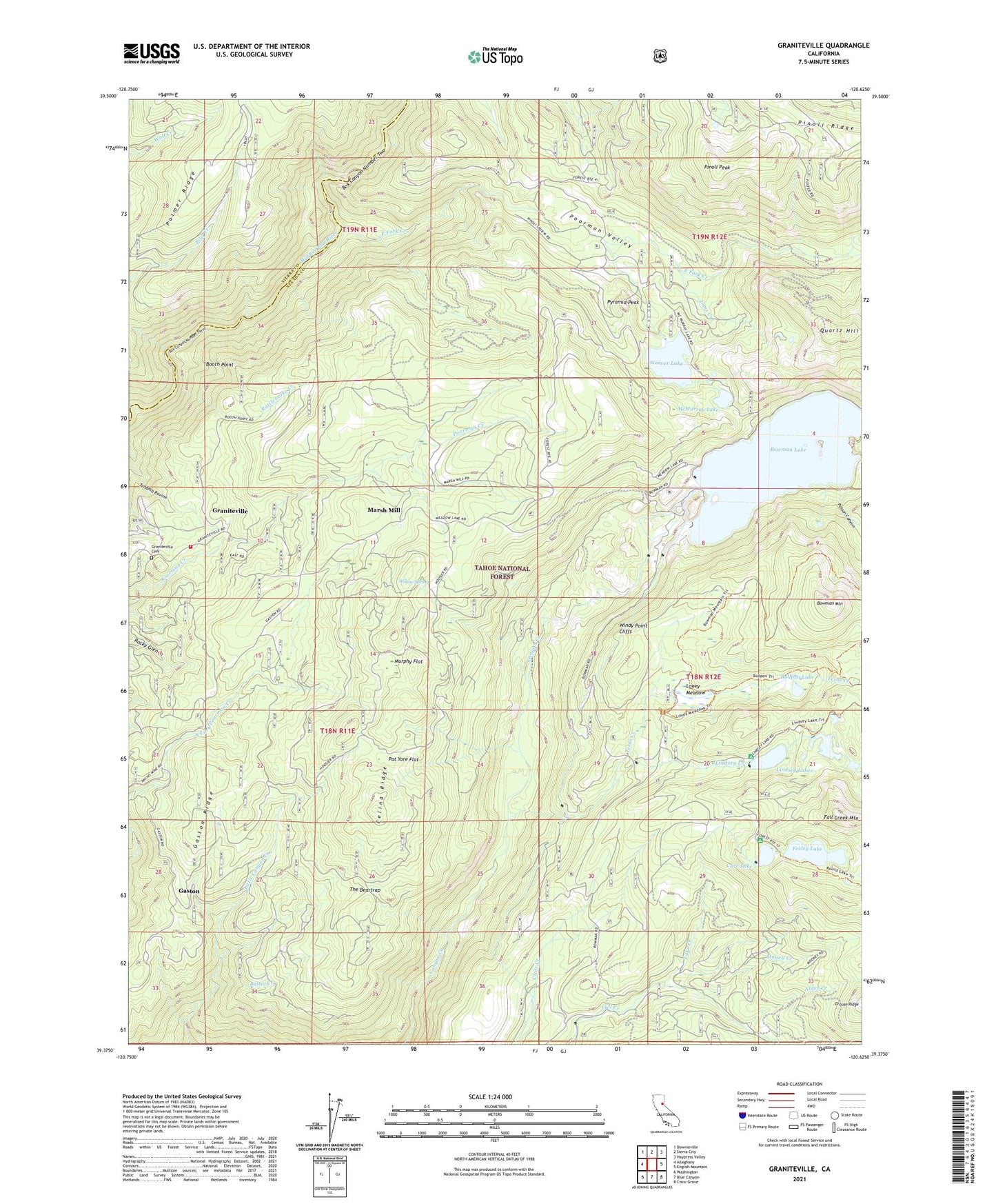 Graniteville California US Topo Map Image