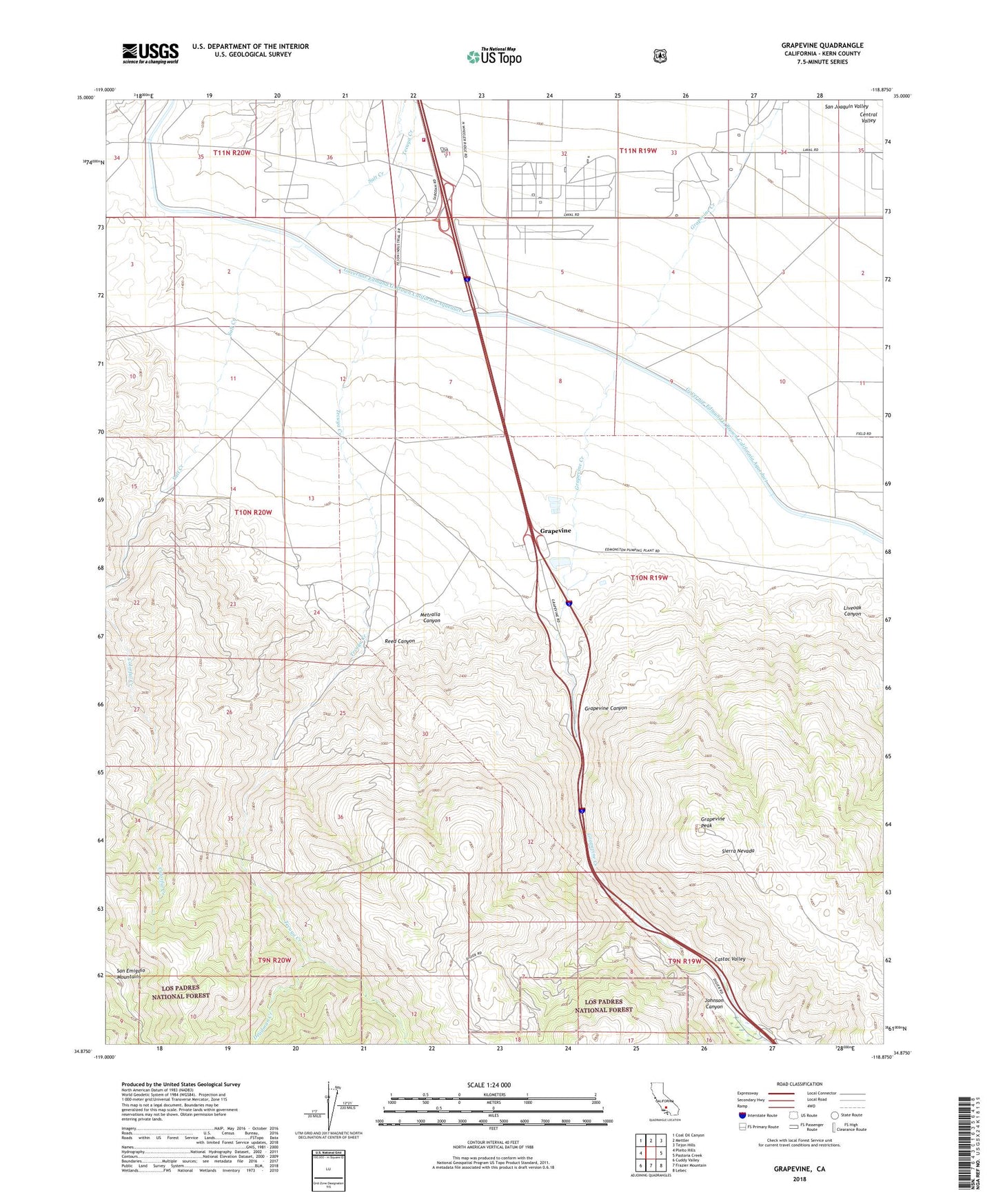 Grapevine California US Topo Map Image