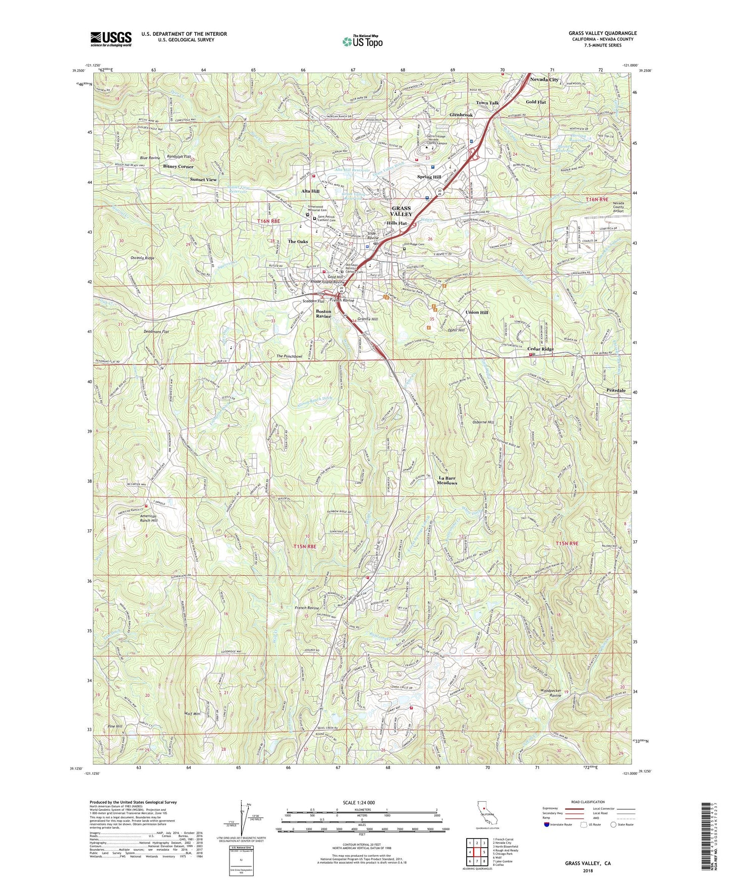 Grass Valley California US Topo Map Image