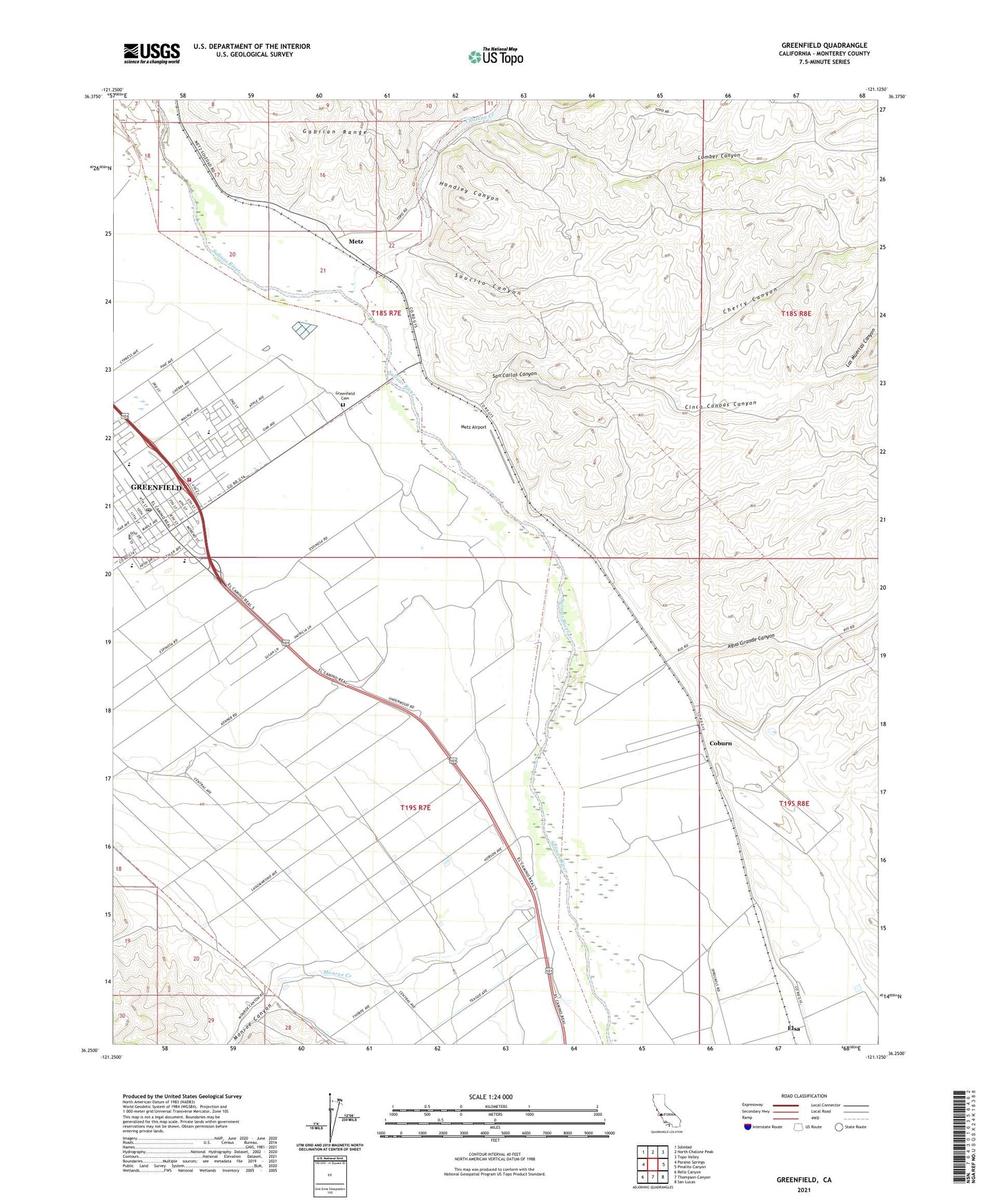 Greenfield California US Topo Map Image