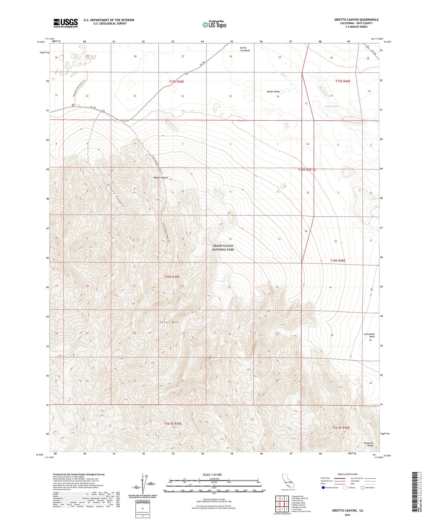 Grotto Canyon California US Topo Map Image